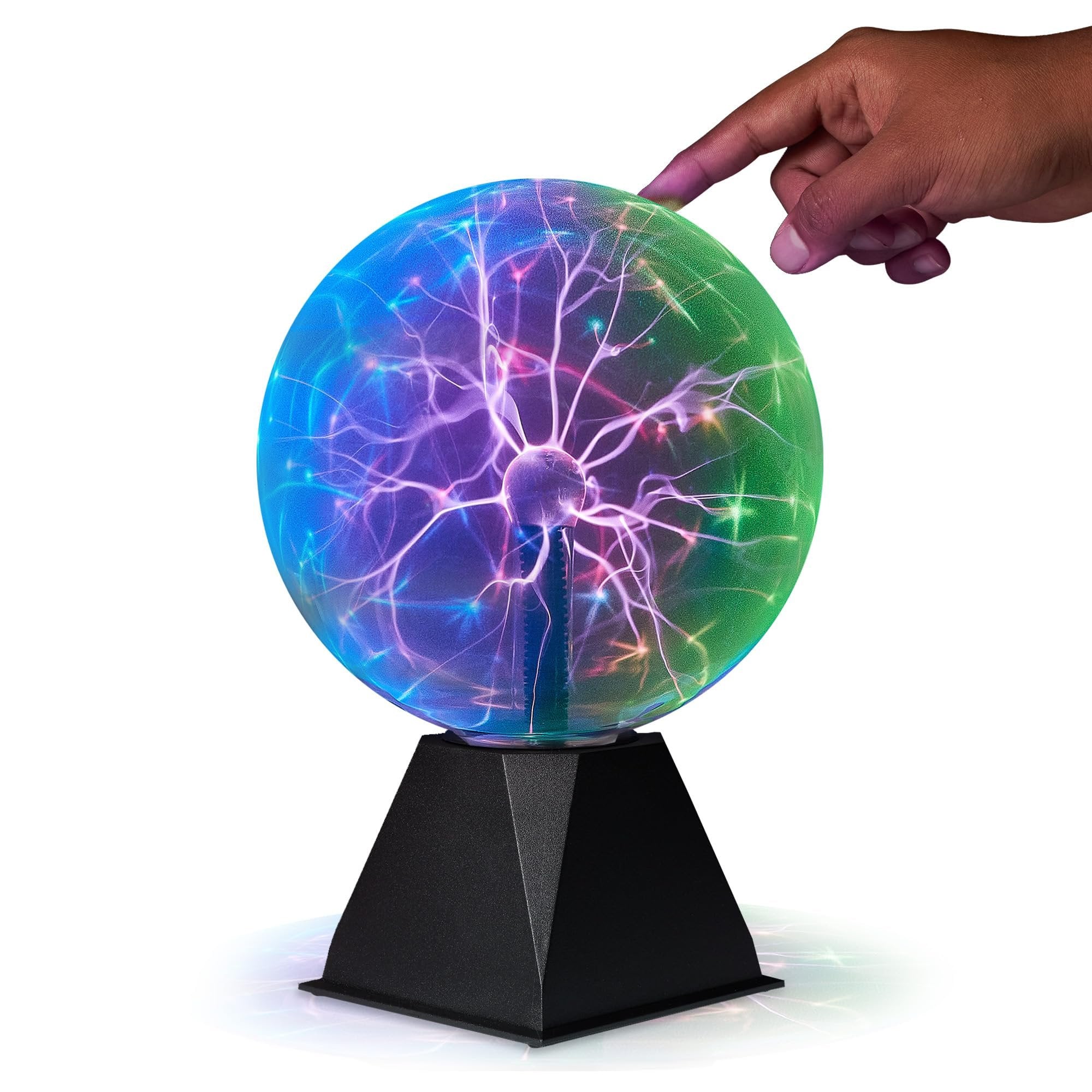 Playbees Colorful Plasma Ball - 7 Inch - Static Electricity in a Vacuum Pressurized Glass Globe - Multicolor, Nebula, Thunder Lightning, Plug-in - for Parties, Decorations, Prop, Home, STEM