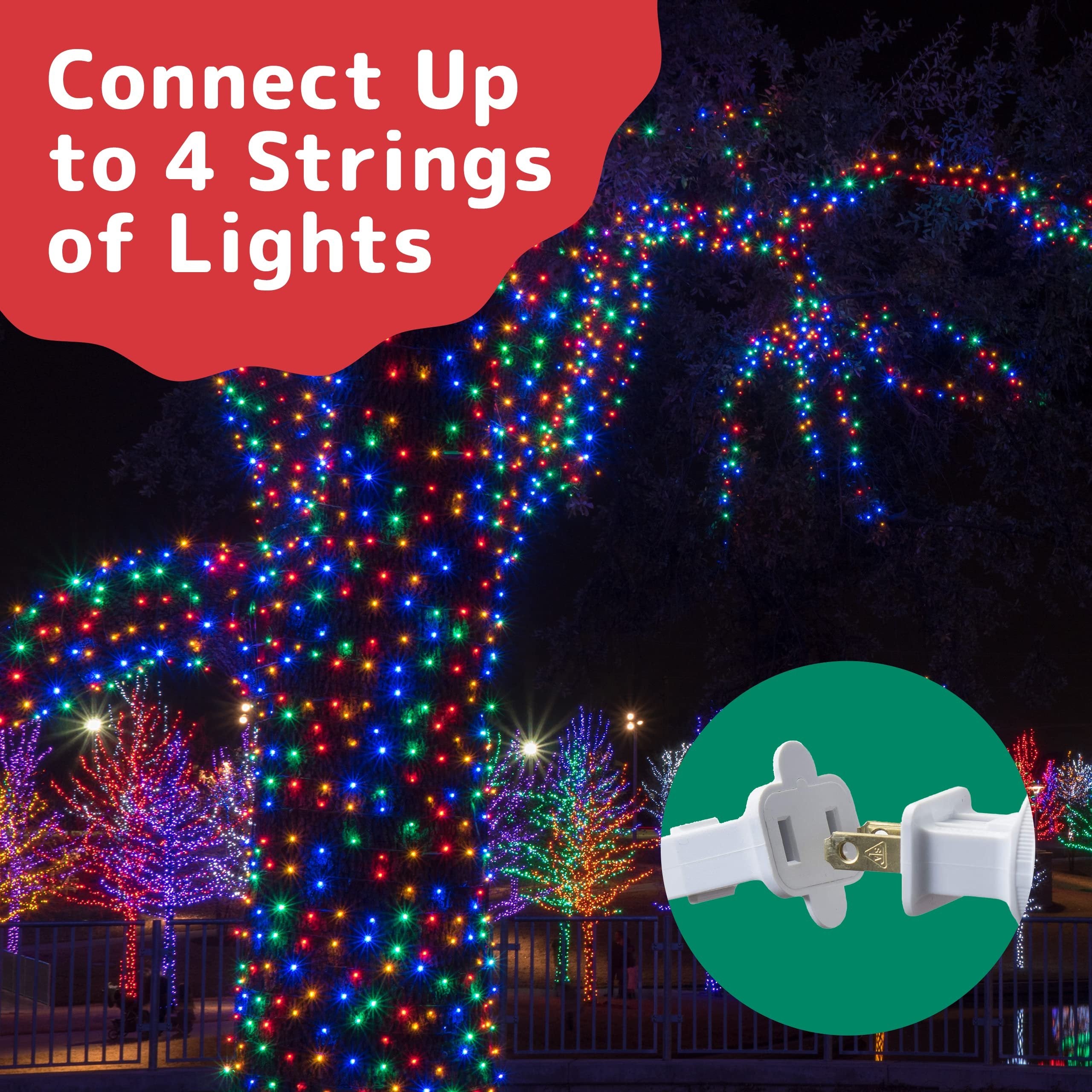 PREXTEX Bright & Colorful Christmas Lights (40 Feet, 200 Lights) - Fall Decor & Christmas Tree Lights with White Wire - Indoor/Outdoor String Lights - Multi-Color Twinkle Lights