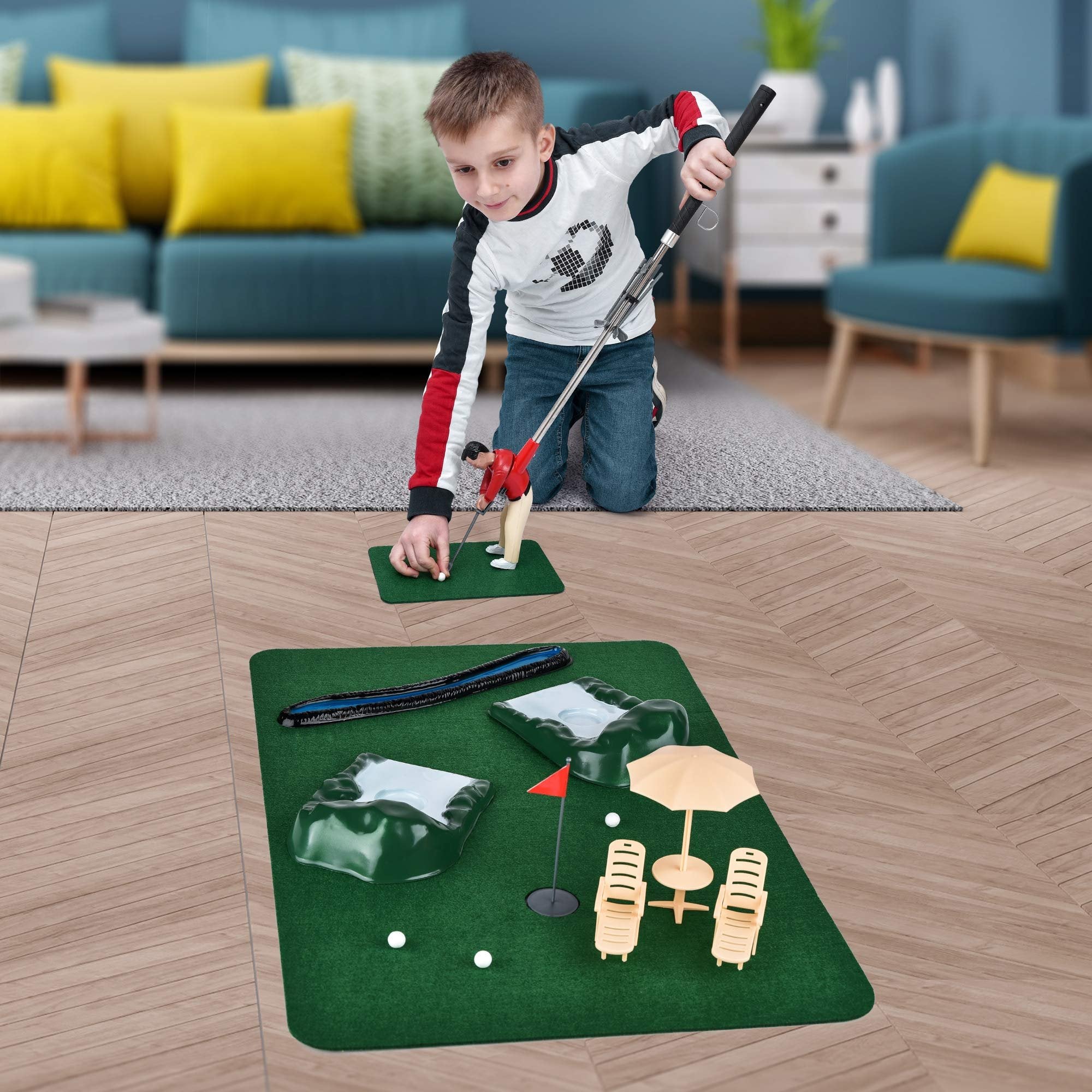 Abco Tech Mini Golfing Man Indoor Golf Kit - Golf Course Backyard Set - Complete Mini Golf for Home - Easy to Set Up and Play - Lightweight & Compact - Portable Mini-Golf Course