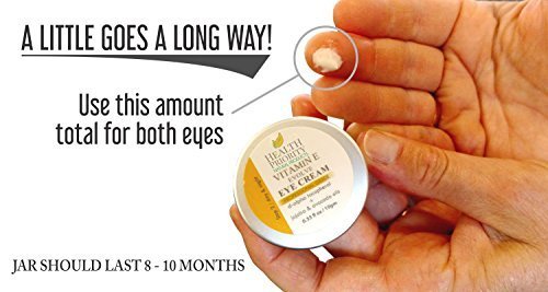 Natural Vitamin E Eye Cream for under eyes treatment. Reduce puffy bags, remove wrinkles & fine lines & soften crow's feet. Best antiaging moisturizer cream for restoring & hydrating