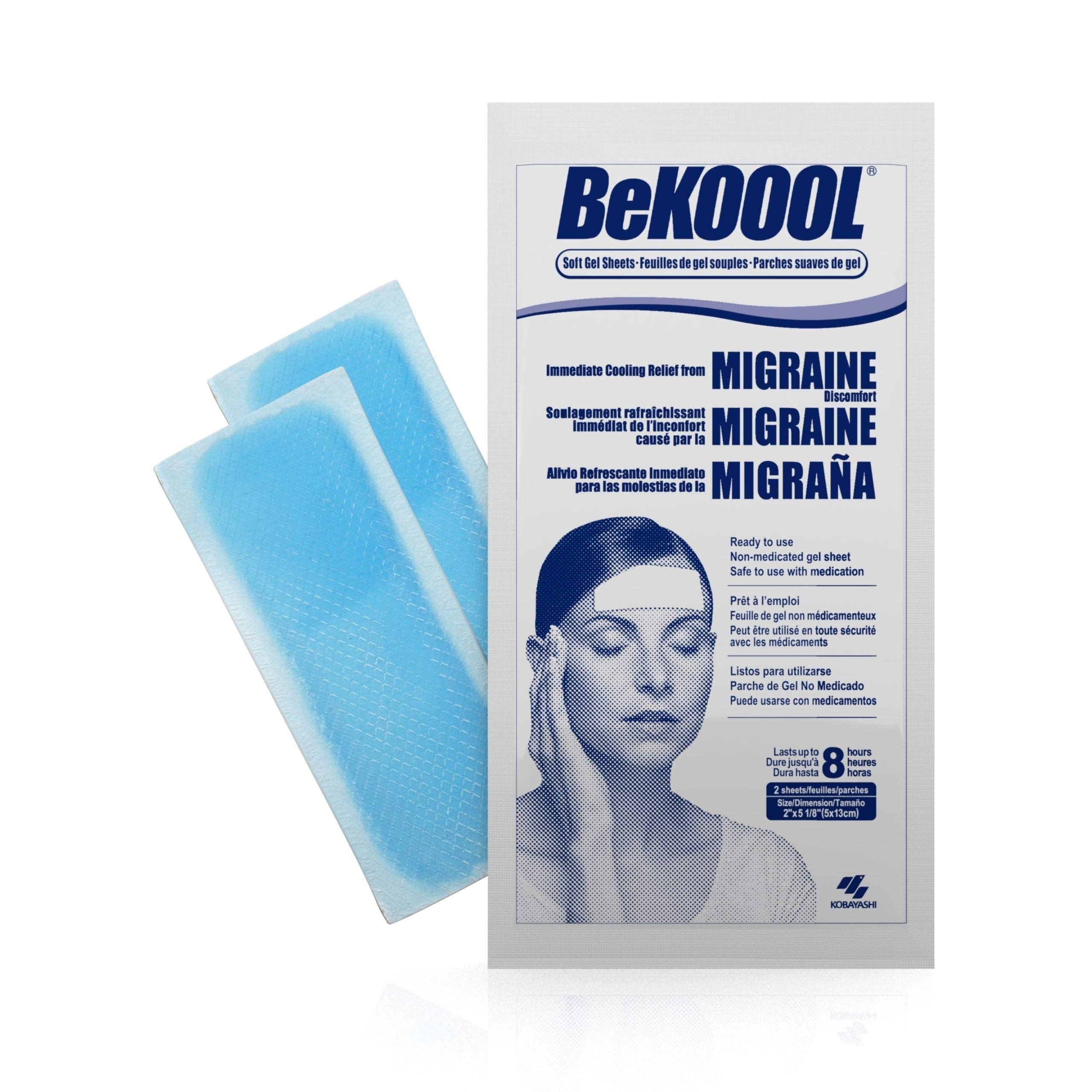 BeKoool Cooling Relief For Migraine Soft Gel Sheets 4 Each (Pack of 9)