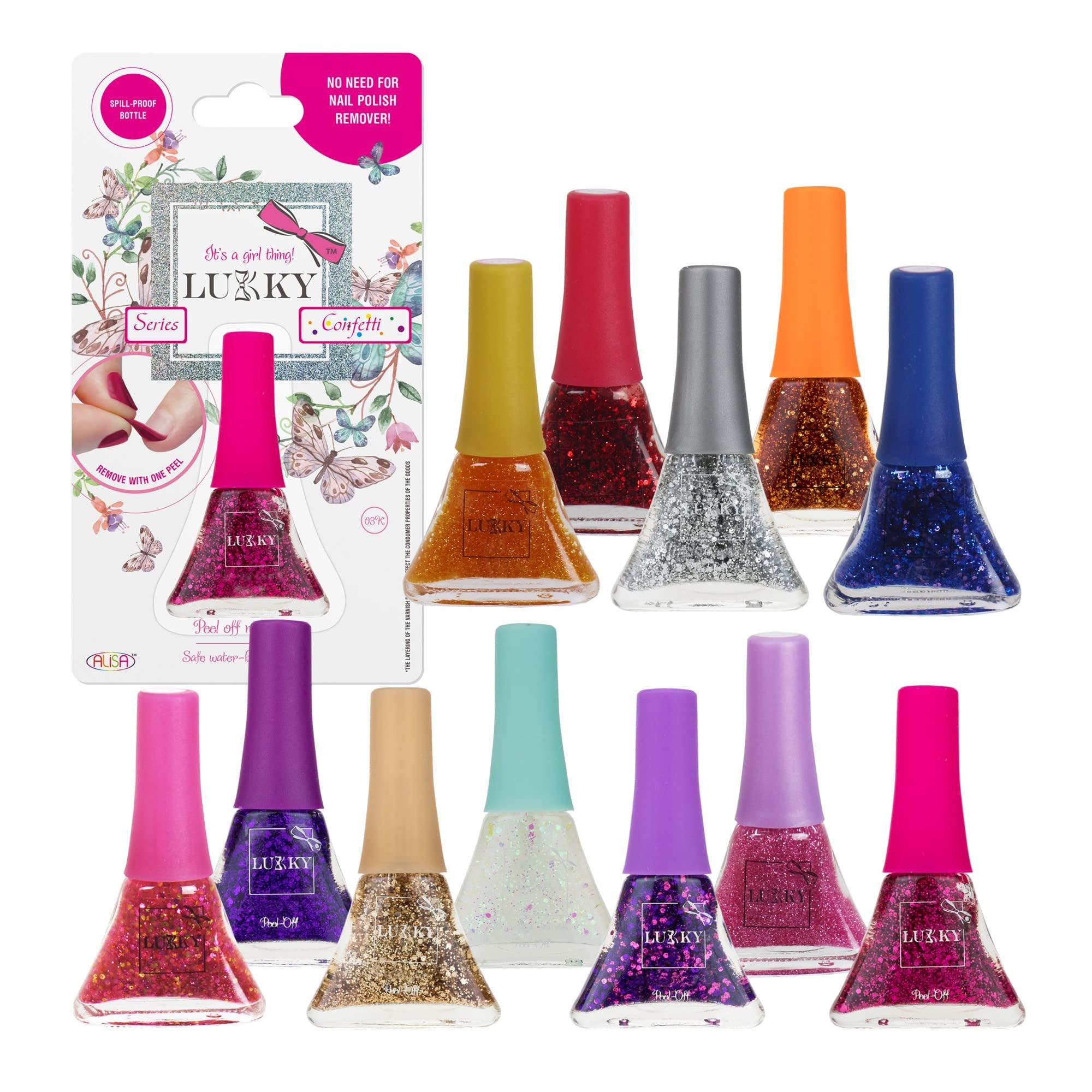 Kids Nail Polish Set for Girls Ages 6+ Quick Dry Nail Polish for Kids - 12 Pack - Peel Off Fingernail Polish Fast Dry Nail Polish - Washable Water Based Non Toxic Nail Polish Sets - Nail Kit for Girls (Confetti Series)