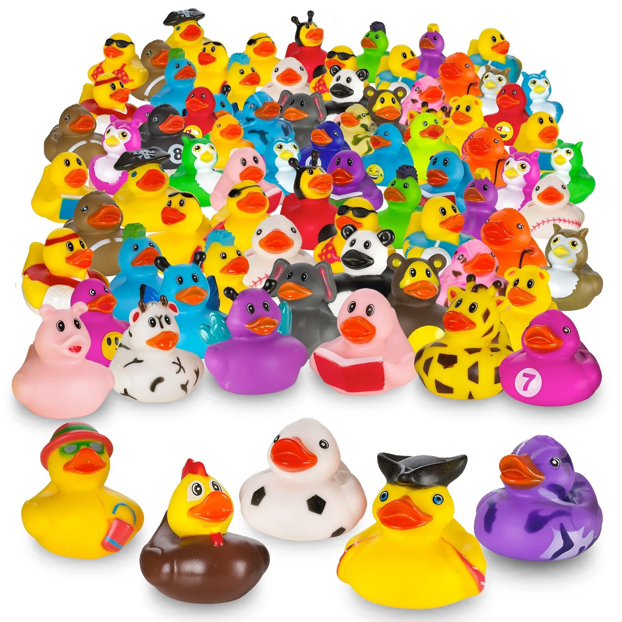 Playbees Assortment Rubber Duck Toy Duckies for Kids - 25 Pack - Sensory Play, Stress Relief, Stocking Stuffers, Bath Birthday Gifts Baby Showers Classroom Incentives, Summer Beach and Pool Activity