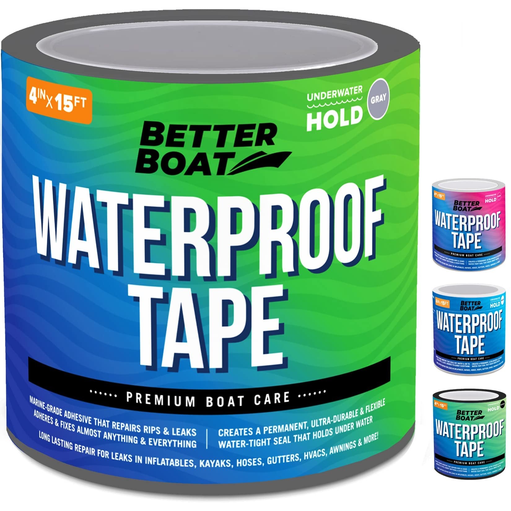 Gray Waterproof Tape for Leaks Thick Heavy Duty Water Proof Tape Sealing Marine Grade Outdoor Pools, Gutter, Underwater, Stop Leak Seal Tape Repair Patch & Sealant 15 Feet x 4 Inches