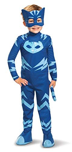 Disguise PJ Masks Catboy Costume, Deluxe Kids Light Up Jumpsuit Outfit and Character Mask, Toddler Size Large (4-6) Blue