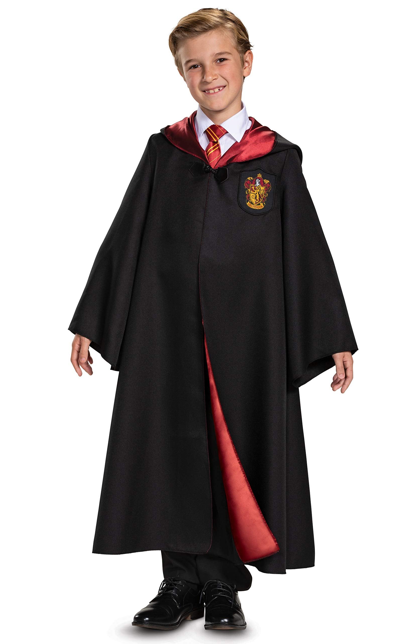 Harry Potter Gryffindor Costume Combo, Official Wizarding World Deluxe Robe with Tie, Glasses and Wand, Kids Size Medium (7-8)