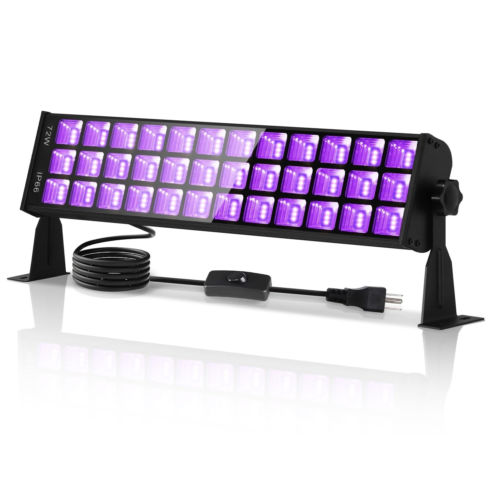 72W Black Light Bar IP66 Waterproof, LED Blacklight with Plug+Switch+5ft Cord, Outdoor Black lights with 108 LEDs, Light Up 900 sq.ft, for Neon Glow Party Halloween Decor Body Paint Fluorescent Poster