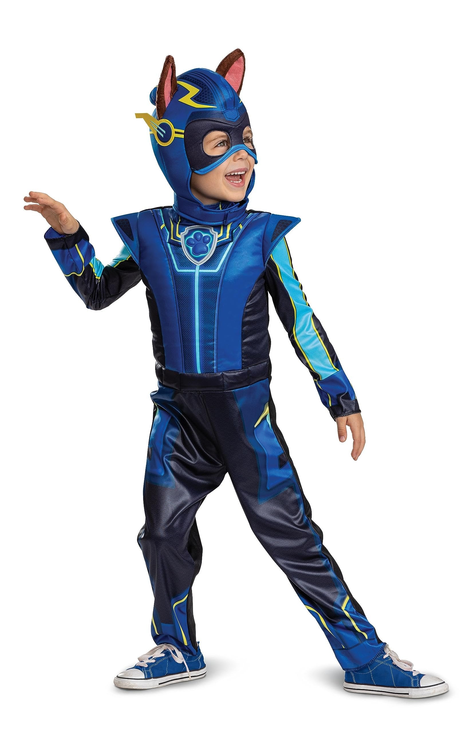 Chase Deluxe Toddler Costume, Official Paw Patrol Halloween Outfit with Armor and Headpiece for Kids, Size (2T)