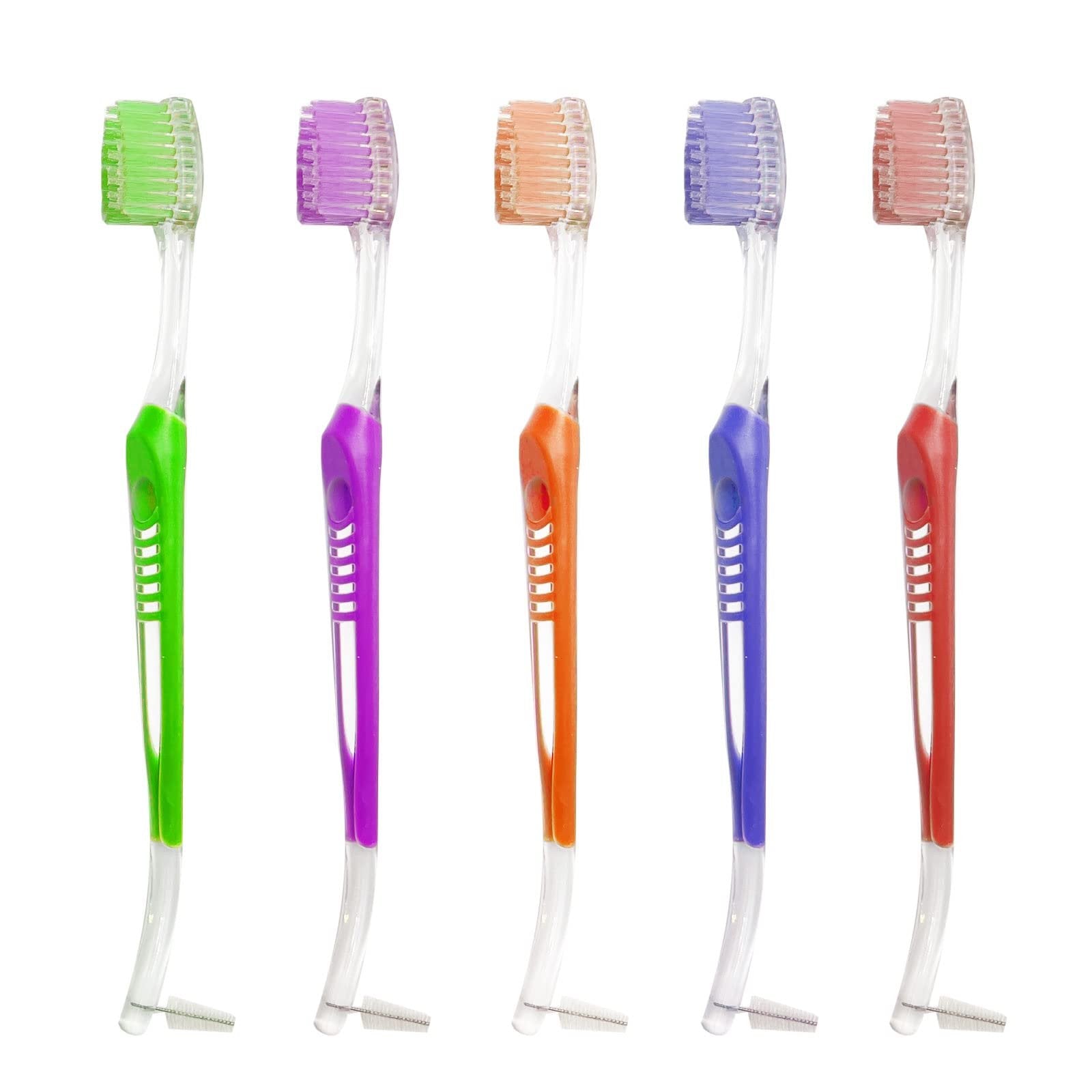 Orthodontic Toothbrush Double Ended Ortho Toothbrush V-Trim Brush and Interspace Brush for Ortho Brace Teeth Cleaning, 5 Pcs