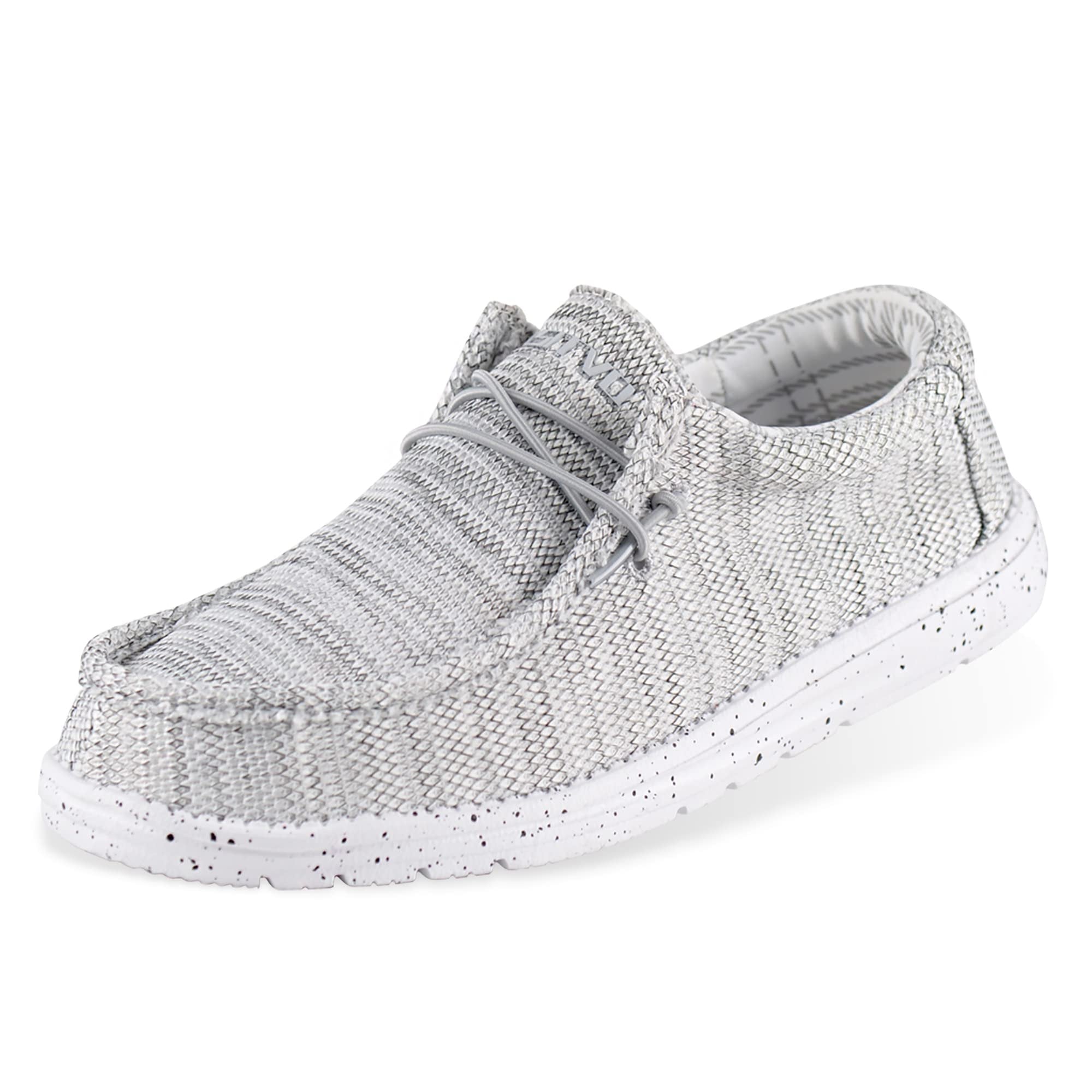ASITVO Men's Casual Slip-on Loafers Breathable Lightweight Non Slip Shoes for Men White Grey