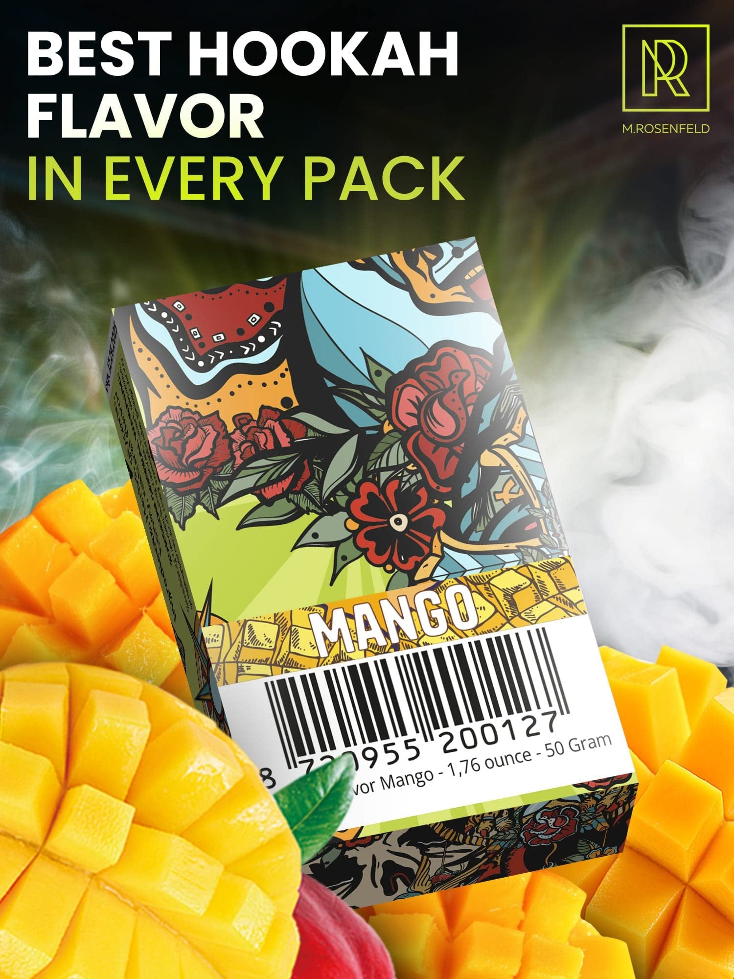 Hookah Flavors Mango Herbal - 1.75 oz (50 g) Hookah Shisha Tobacco Free Molasses Hookah Tobacco & Nicotine Free Mango Shisha with Real Organic Shisha Hookah Flavors Mango Hookah Flavor