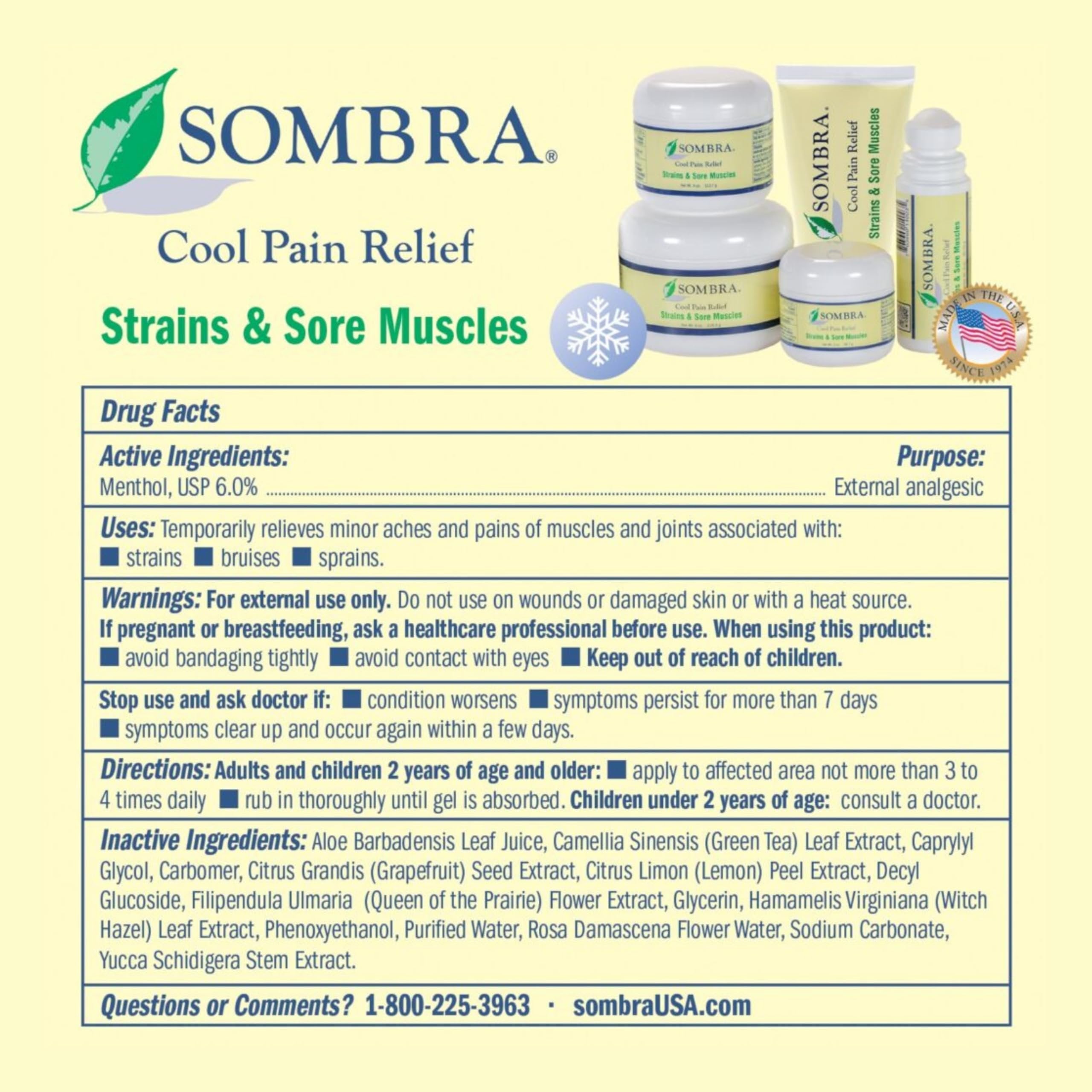 Sombra Cool Pain Relief Gel, 4-Ounce Jar