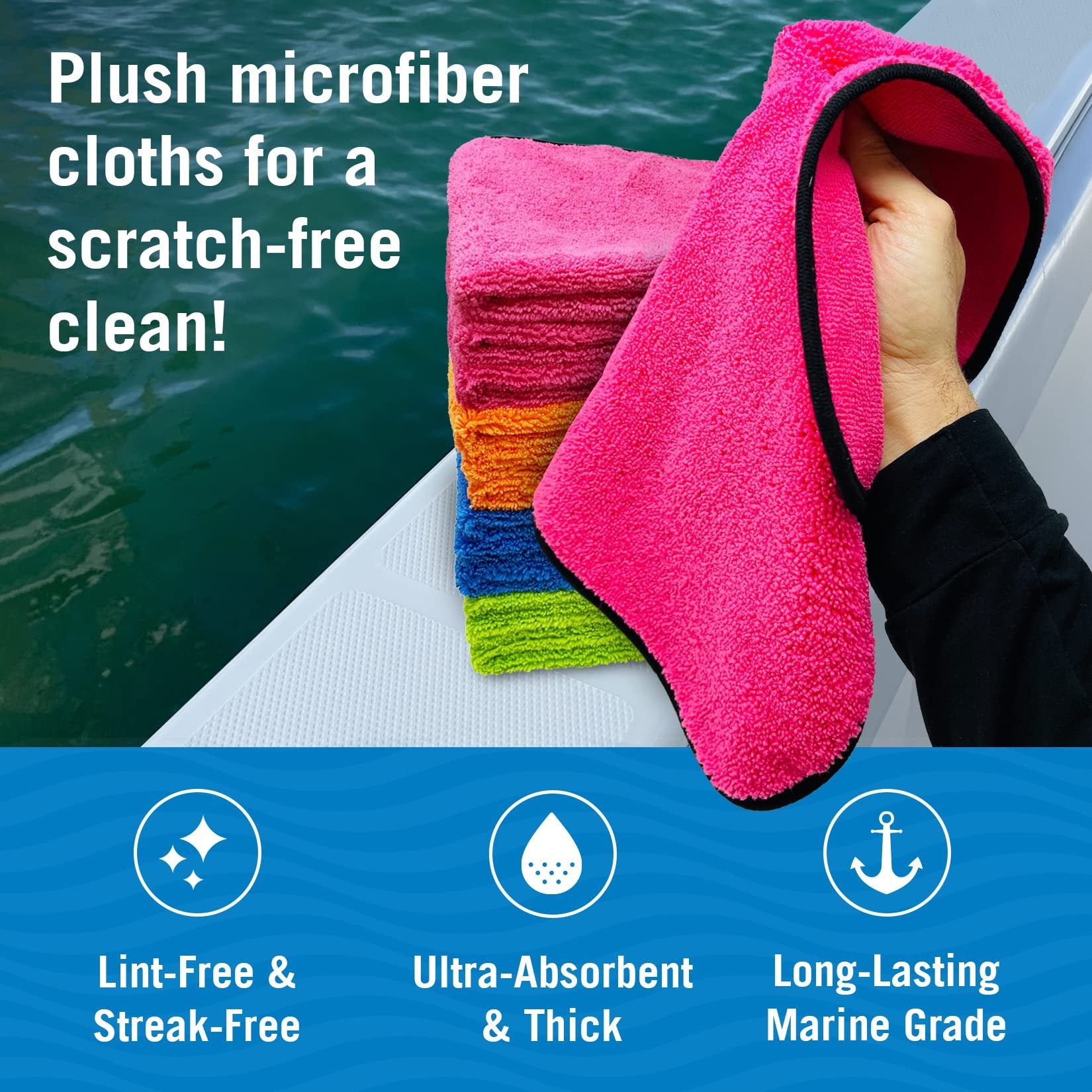 12 Pack Microfiber Cloth Kit Boat and Auto Microfiber Cleaning Cloth for Cars, Boats, House Lint Free Microfiber Cleaning Cloth Microfiber Towel Bulk Set Thick Large Cloths