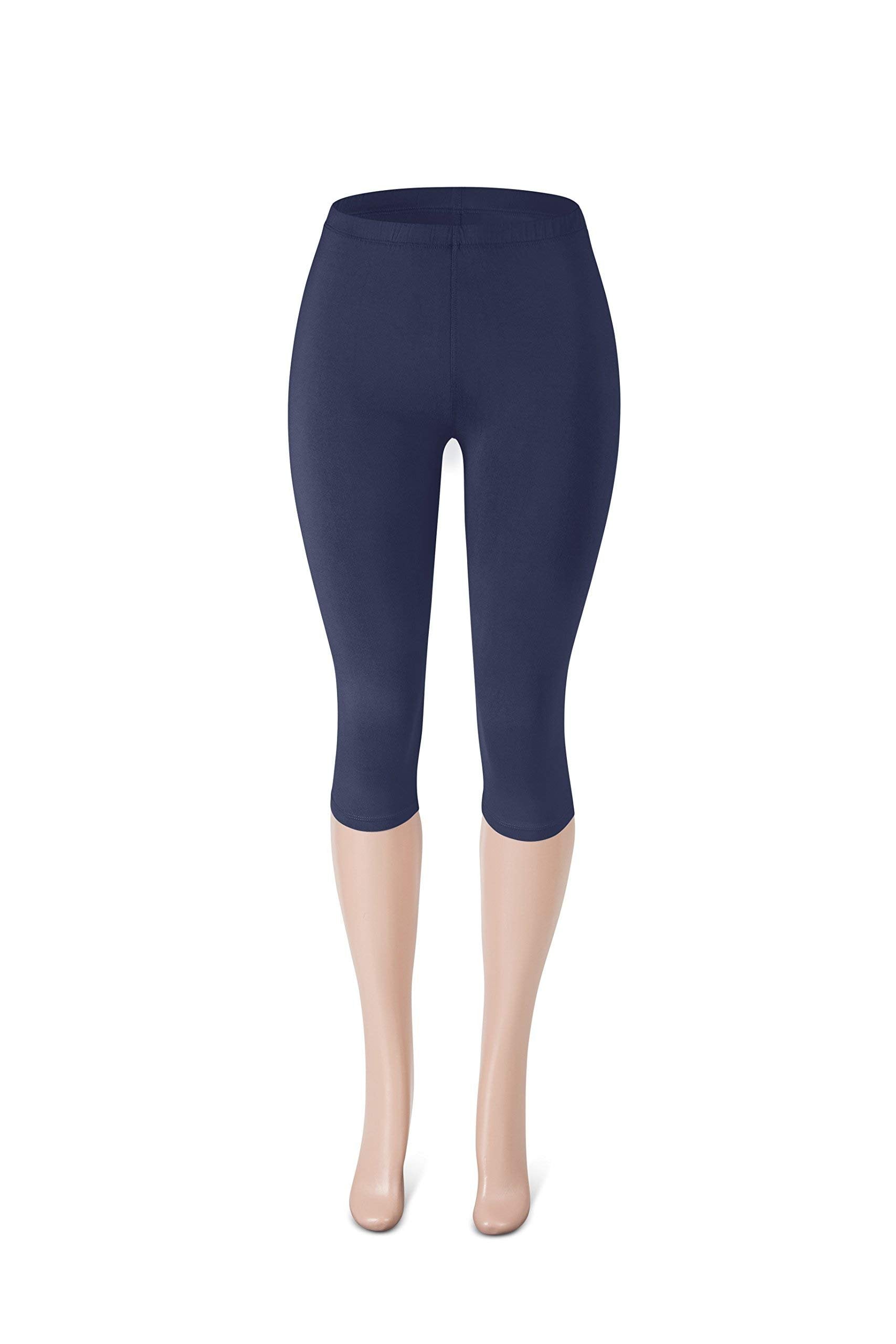 SATINA High Waisted Leggings for Women | Full Length | 1 Inch Waistband (One Size, Navy)