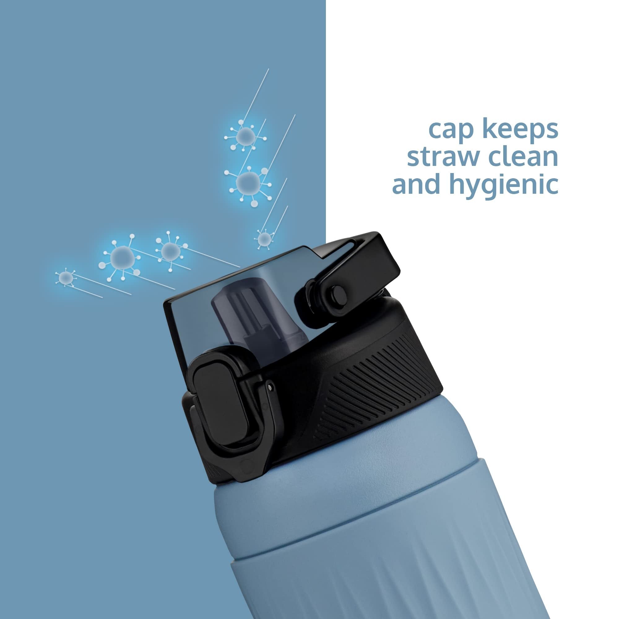 qbottle Insulated Water Bottles with Straw Lid - Stainless Steel Water Bottle - Leak Proof Metal Water Bottle - No Sweat - Reusable - Maya Blue, 23.6 oz