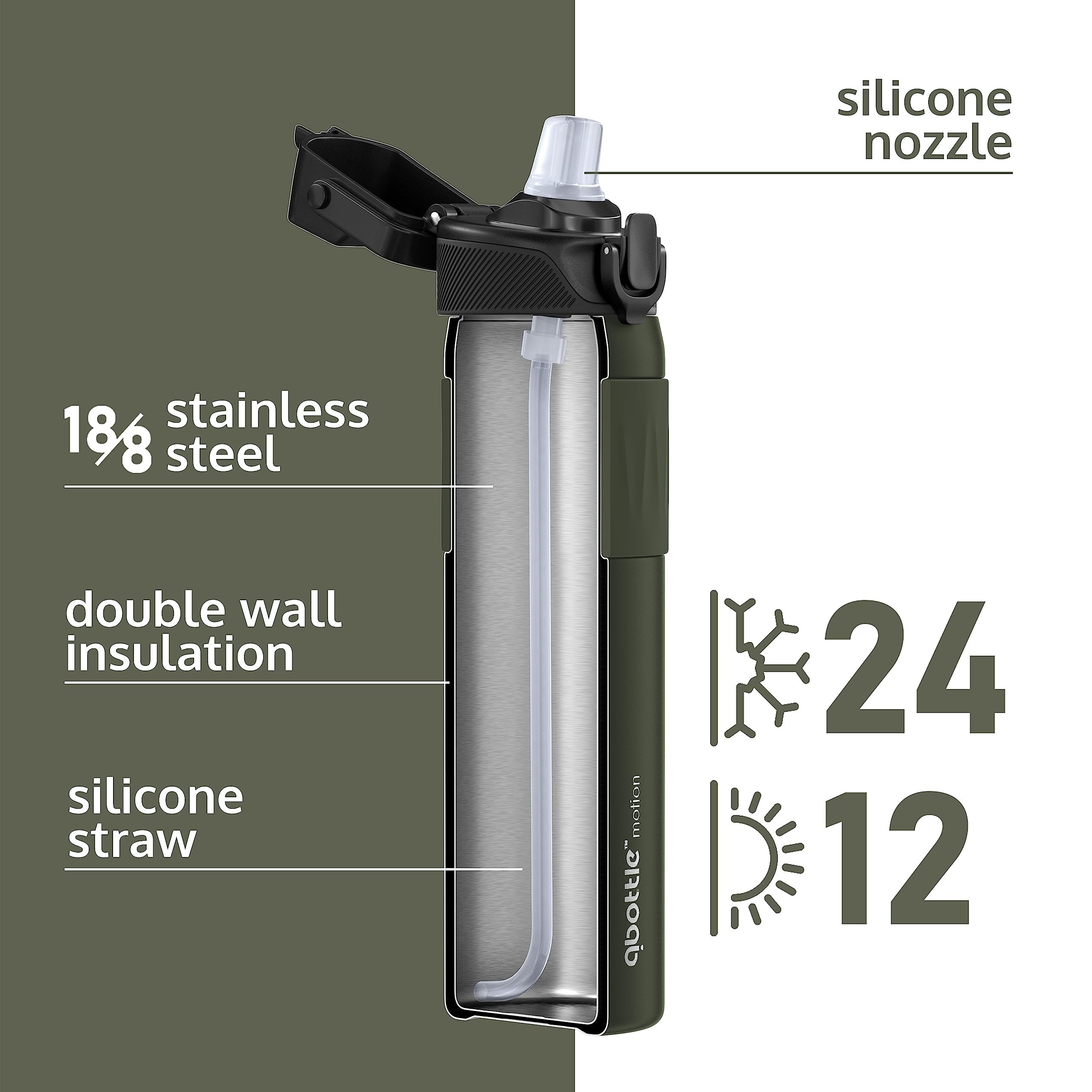 qbottle Insulated Water Bottles with Straw Lid - Stainless Steel Water Bottle - Leak Proof Metal Water Bottle - No Sweat - Reusable - Forest Green, 23.6 oz