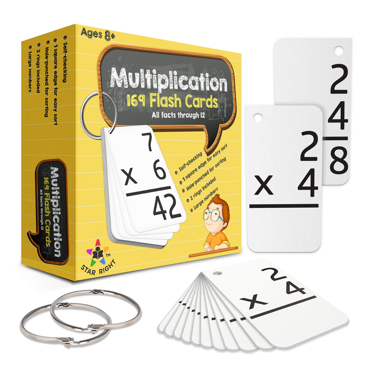 Flash Card Race Math Star Right Math Flash Cards - Multiplication Flash Cards - 169 Hole Pu