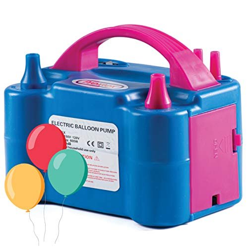 Prextex Balloons Electric Pump Inflate, Blue 110V 600W - Portable Pump with Air Blower & Dual Nozzle Inflator for Fast & Easy Bulk Balloons Filling for Event & Party Decoration - Balloon Pump Electric