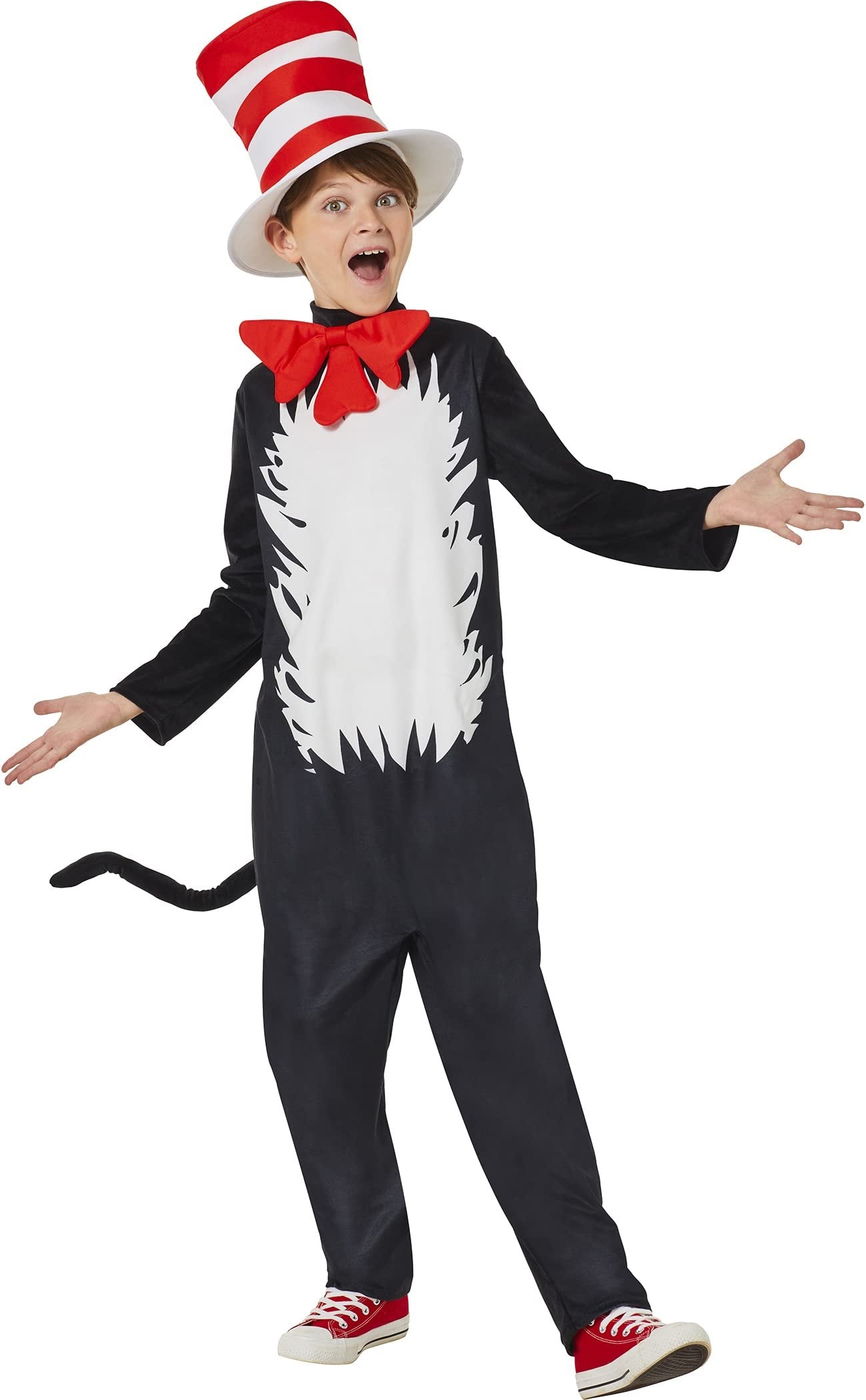 InSpirit Designs Dr. Seuss Kids Cat in the Hat Union Suit | Officially Licensed | Kids Costume | Jumpsuit Costume, XL