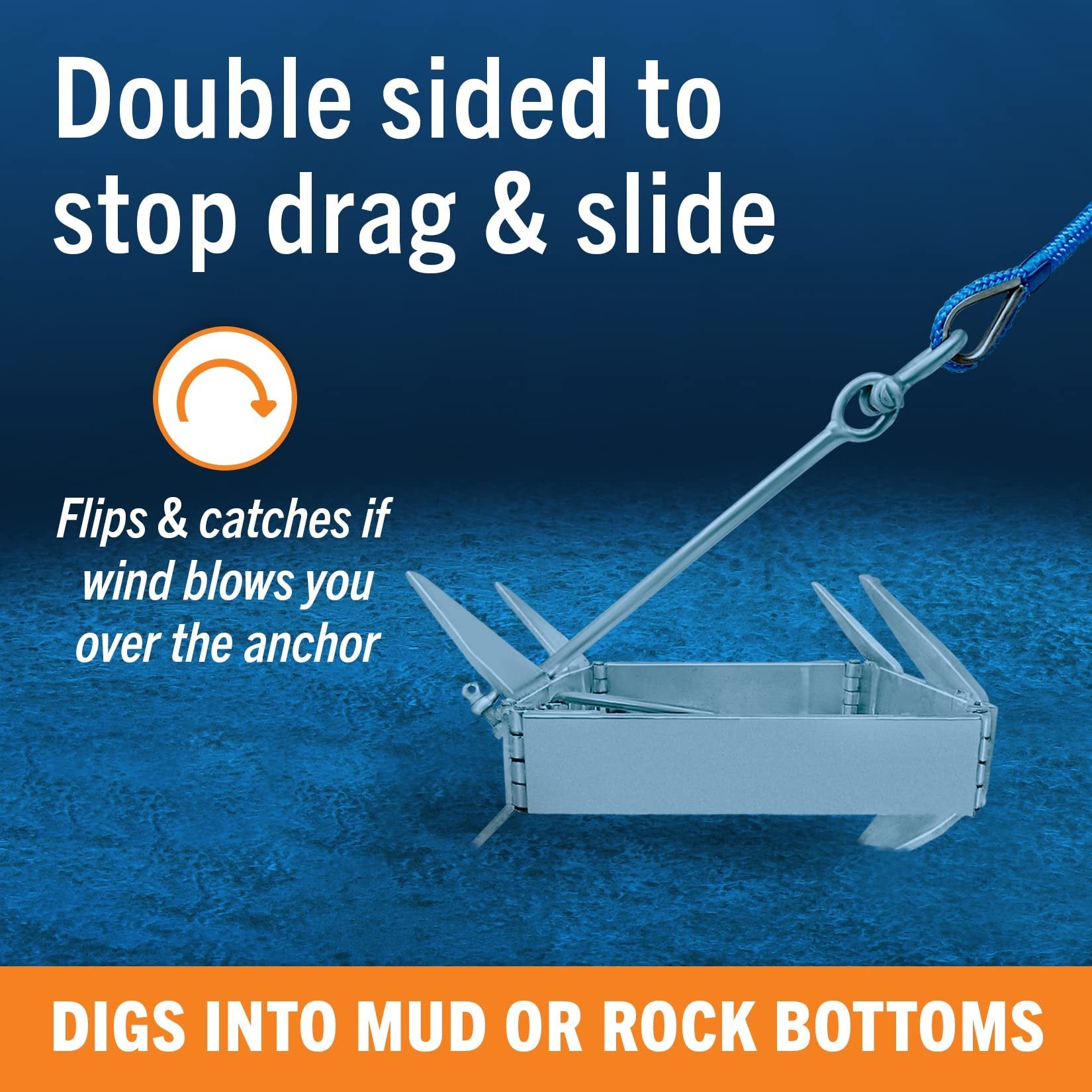 Boat Box Anchor for Boats Small and Large Folding Anchor Prevents Anchor Slide 19lb and 26lb up to 22, 23 Foot or 25' Boats Pontoon, Fishing or Cabin Cruisers Hot Dipped Galvanized Boat Anchors 19lb