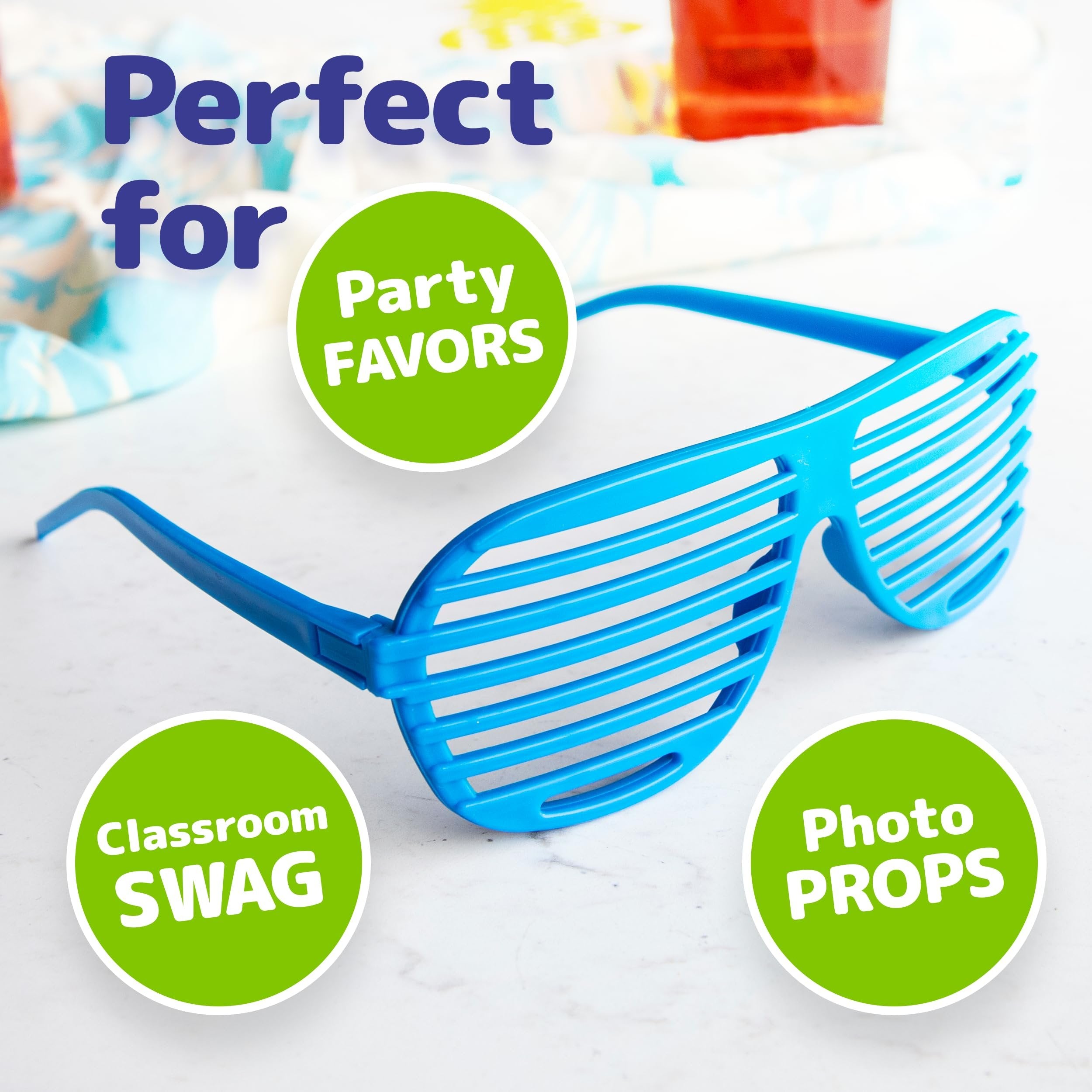 PREXTEX Mega Pack 100 Pairs of Kids Plastic Shutter Shades Glasses - Shades Sunglasses - Eyewear Party Favors and Party Props - Assorted Colors - Last Day of School Gifts for Kids