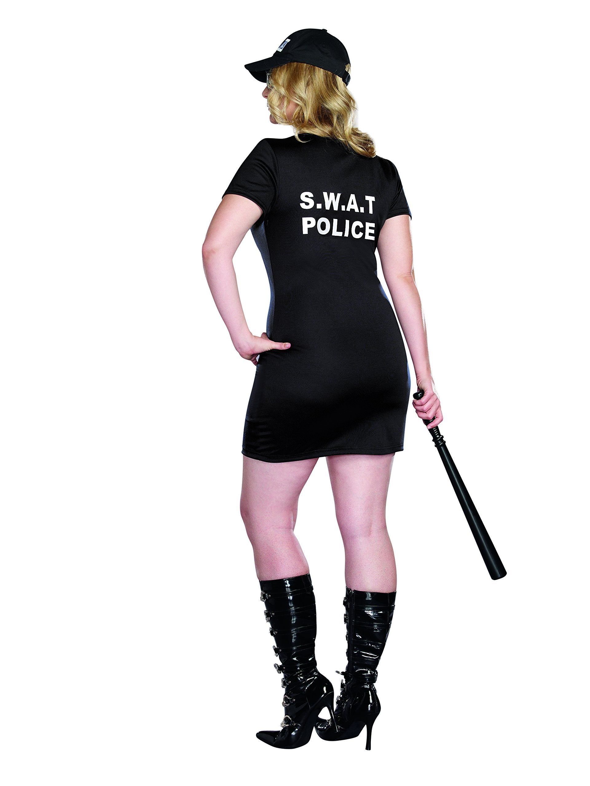 Dreamgirl Women's Plus-Size S.W.A.T. Police Costume, Black, 1X/2X