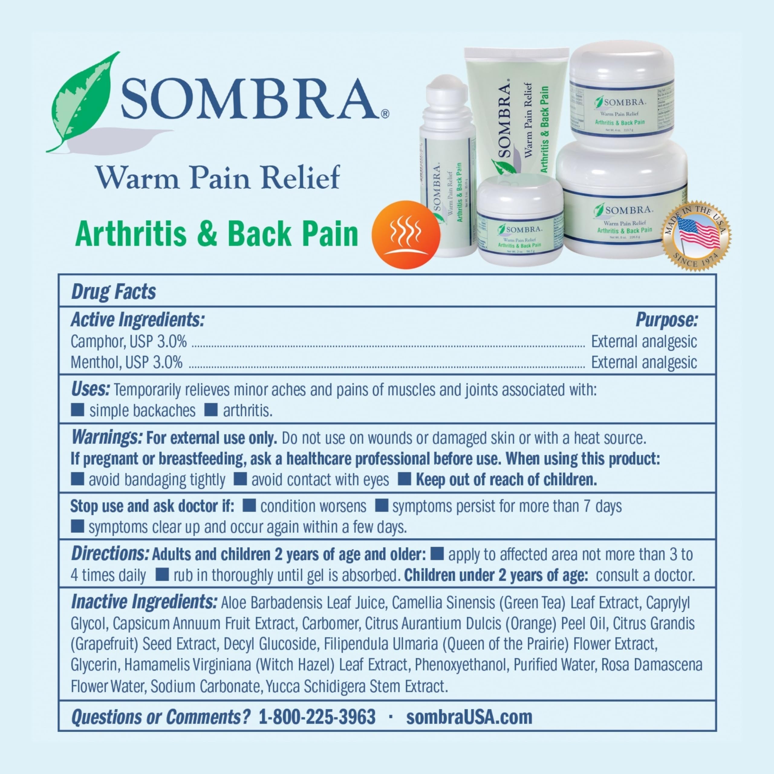 Sombra Warm Pain Relief Gel, 8-Ounce