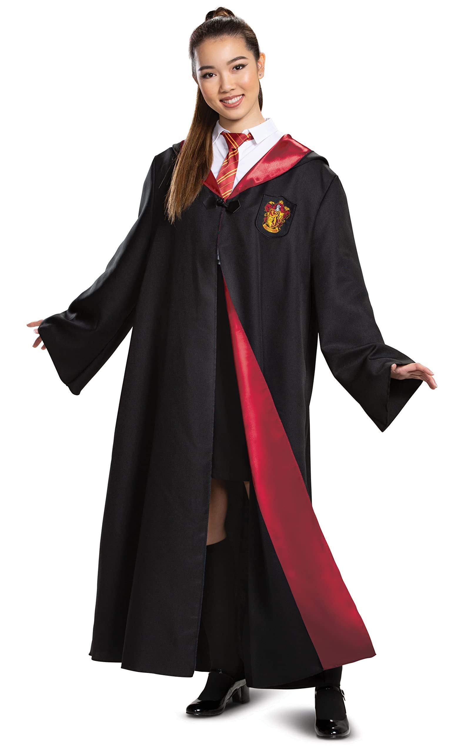 Disguise Harry Potter Gryffindor Costume Combo, Deluxe Hooded Robe with Tie for Adults, As Shown, Large (42-46)