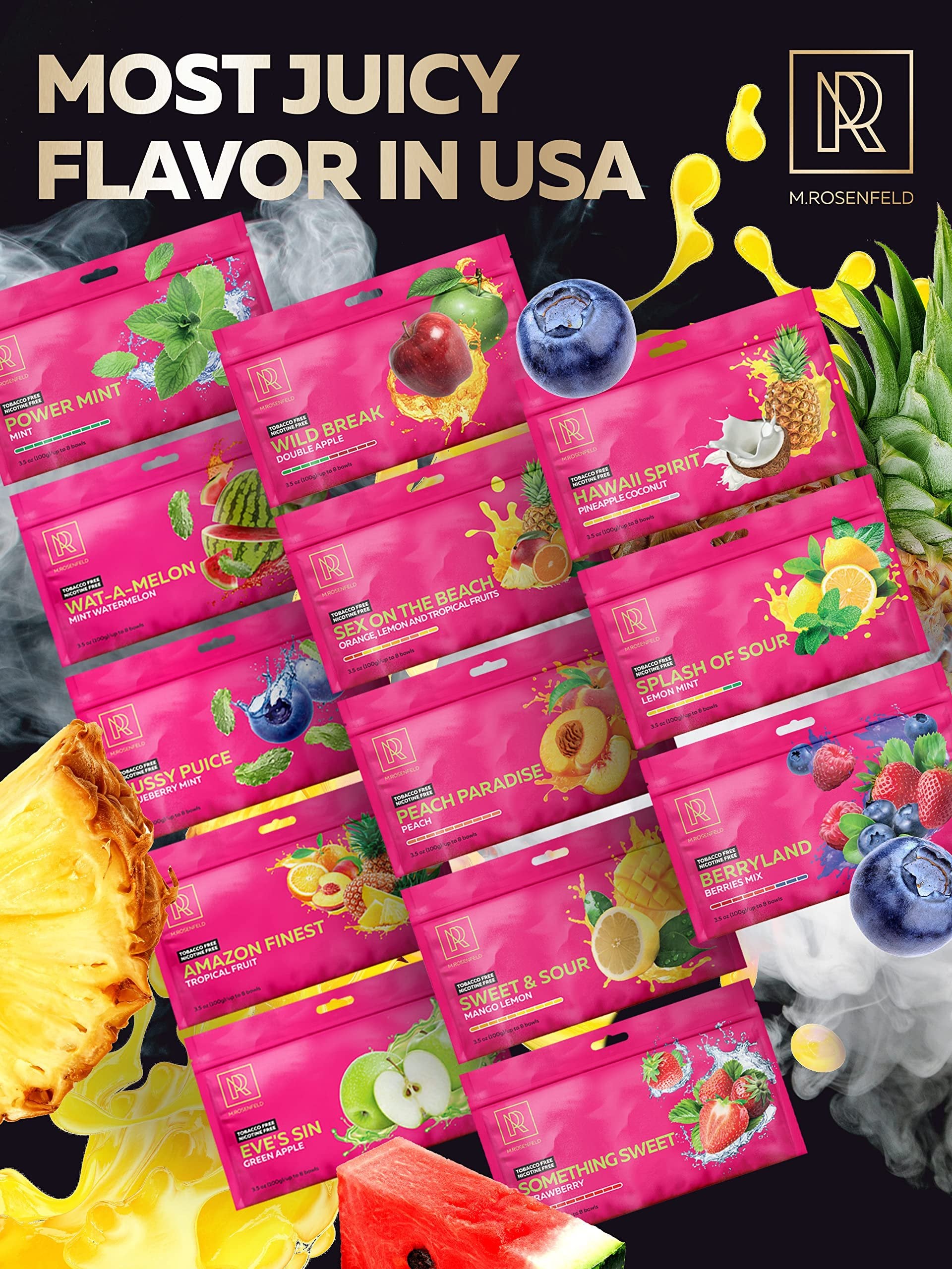 Hookah Flavor Blueberry Mint Herbal Blue Mist - 100 Gram - 3.5 ounce Hookah Shisha Tobacco Free Molasses Hookah Tobacco & Nicotine Free Shisha with Real Organic Shisha Hookah Flavors Blueberry Mint