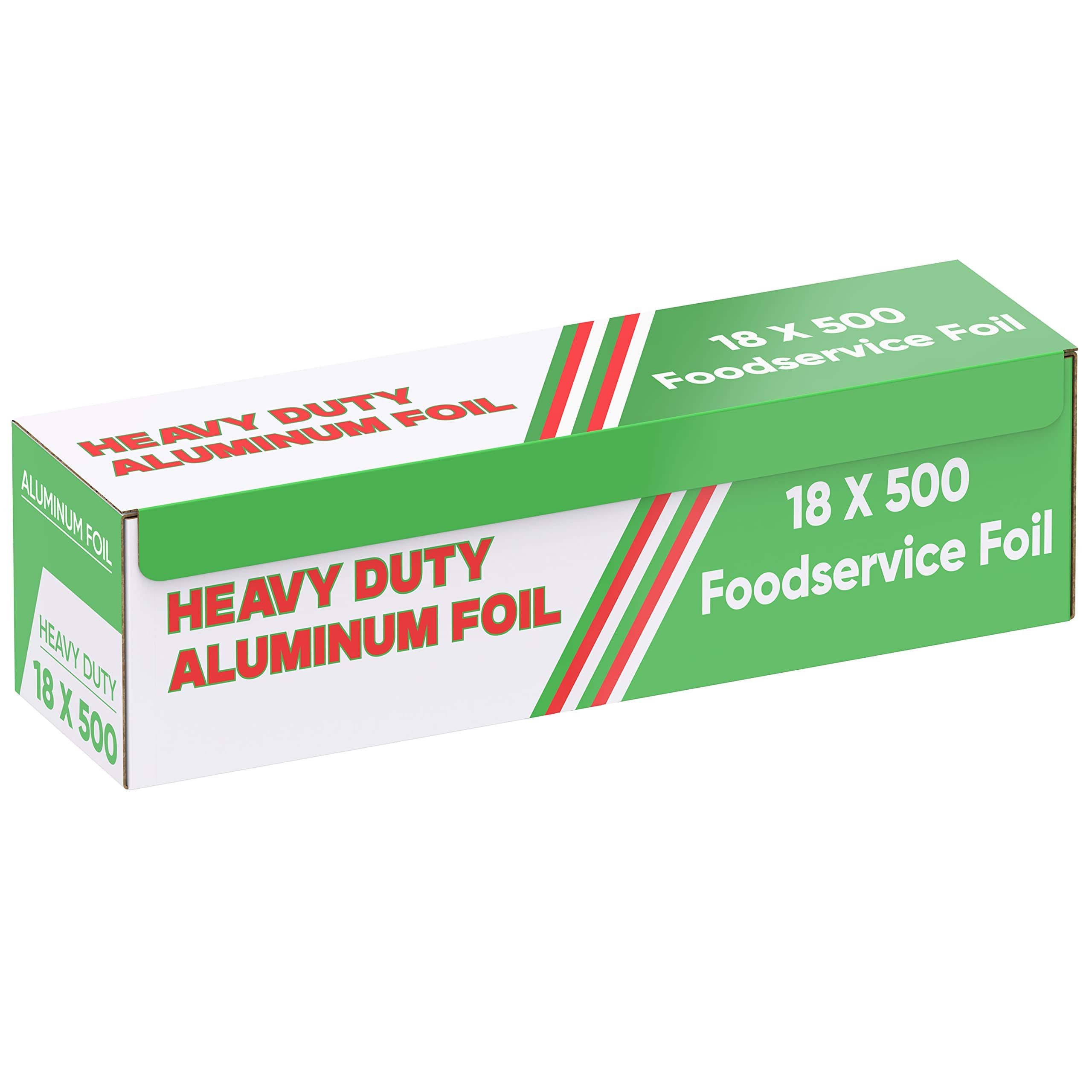 Ox Plastics Freedom Aluminum Foil Wrap | Heavy-Duty, Commercial Grade for Food Service Industry | Silver Foil for Cooking, Roasting, Baking, BBQ & Parties | 22 Microns,18"x 500 Feet (1 Pack)