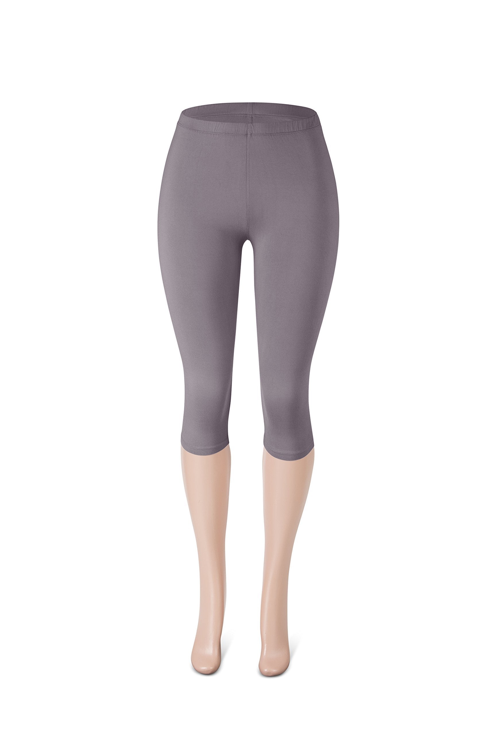 SATINA High Waisted Leggings for Women | Full Length | 1 Inch Waistband (Plus Size, Lilac Gray)