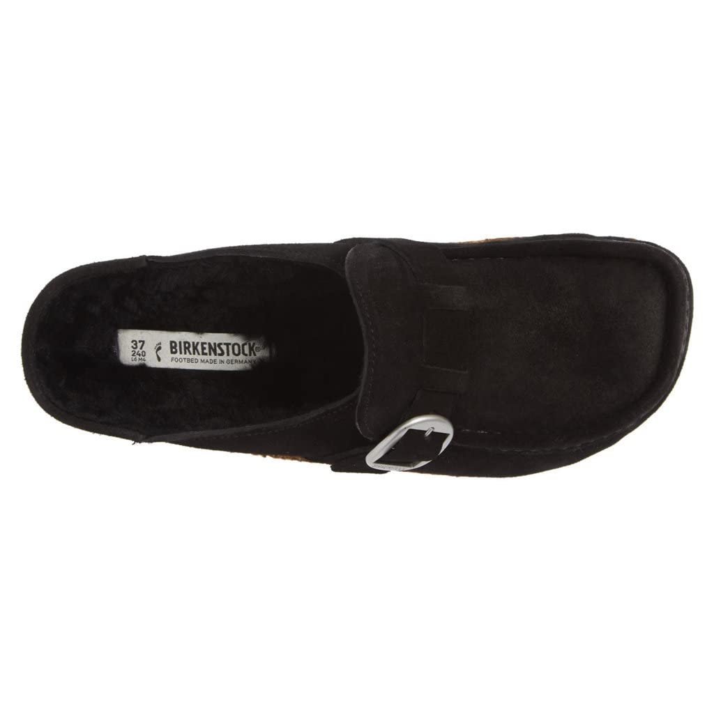 Birkenstock Unisex Buckley Shearling Suede Black Sandals 7 W / 5 M US
