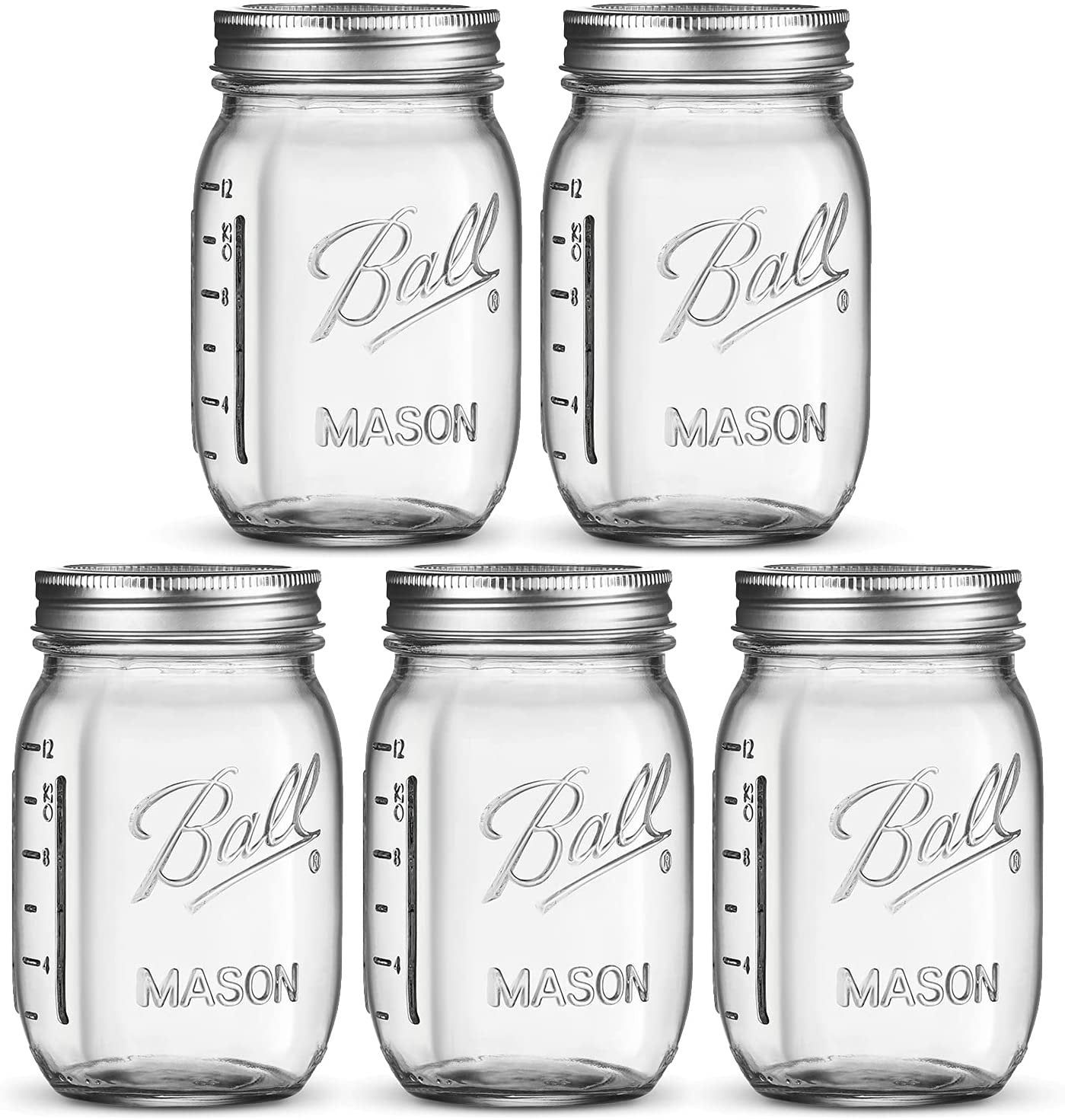 SEWANTA Regular Mouth Mason Jars 16 oz [5 Pack] With mason jar lids and Bands, mason jars 16 oz - For Canning, Fermenting, Pickling, Jar Decor - Microwave/Freeze/Dishwasher Safe Jar Opener.