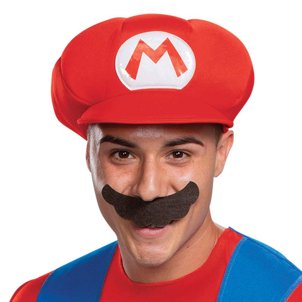Official Nintendo Mario Costume XL Red Adult w/ Hat & Mustache - Free Shipping!