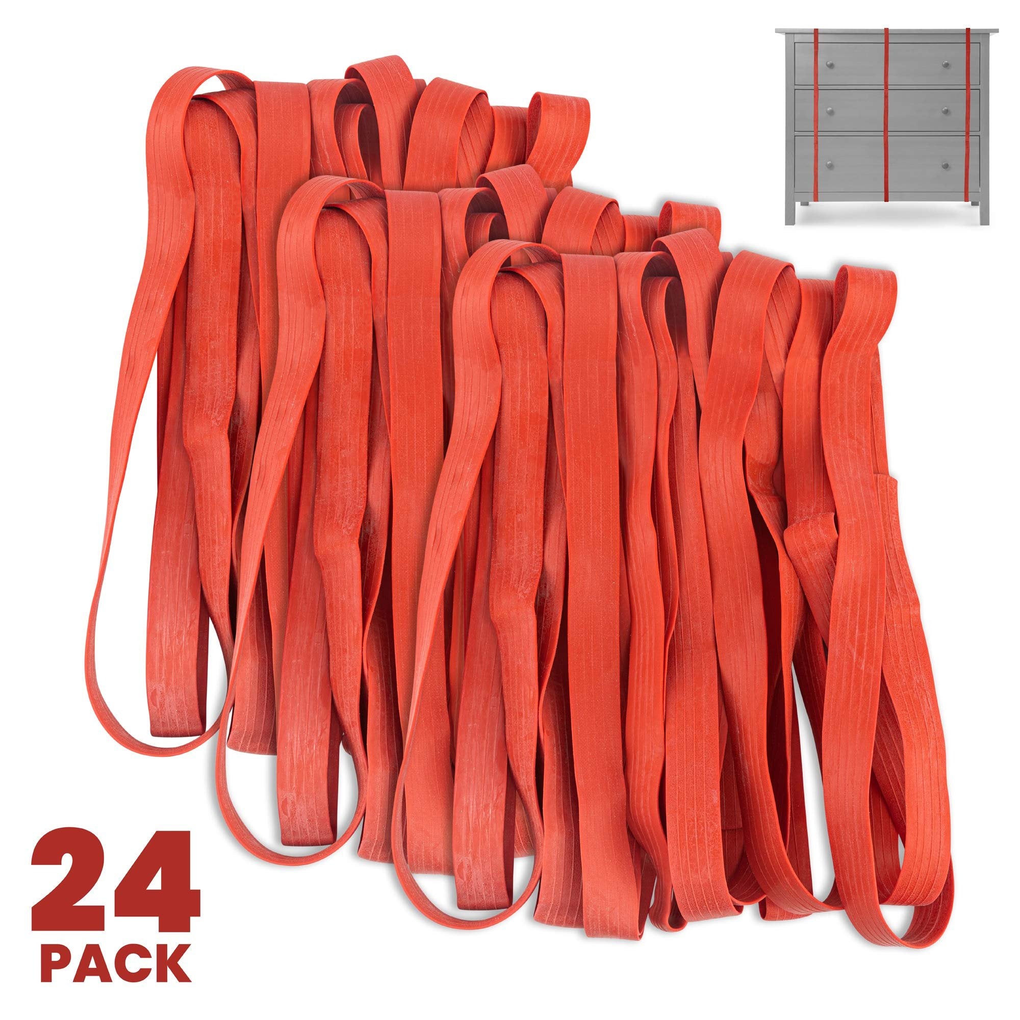 24 Pack Extra Large Mover Rubber Bands - 42" Length Extra Strength - Pallet Band or Moving Blanket Band - by Kitchentoolz (Pack of 24)