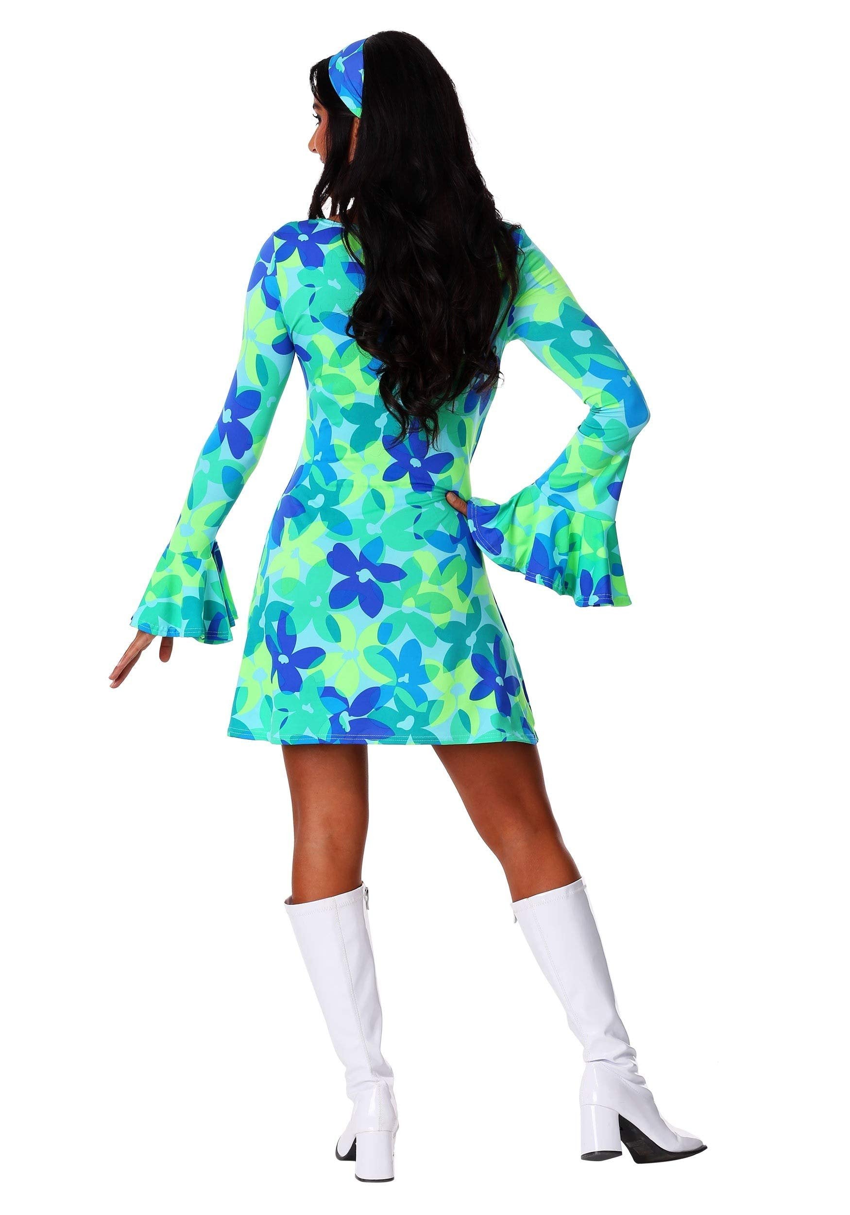 UNDERWRAPS womens Women's Retro Hippie - Wild Flower adult sized costumes, Blue/Green, Small US