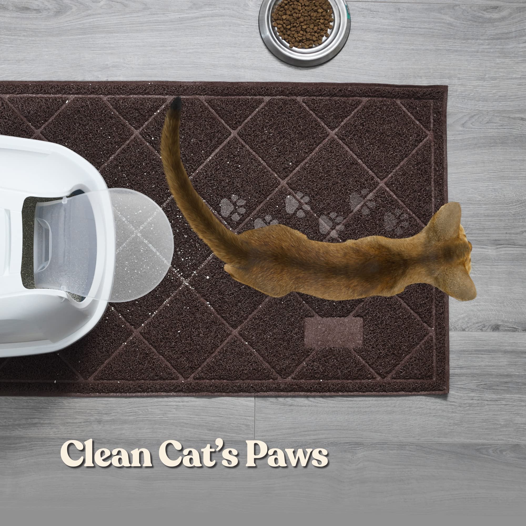 Durable Thick Cat Litter Mat - Modern Cat Mat With Non-Slip Bottom Stays In Place - Super Soft On Kitty Paws - Easy To Clean Litter Box Mat - Waterproof Cat Litter Trapping Mat Protect Floors.