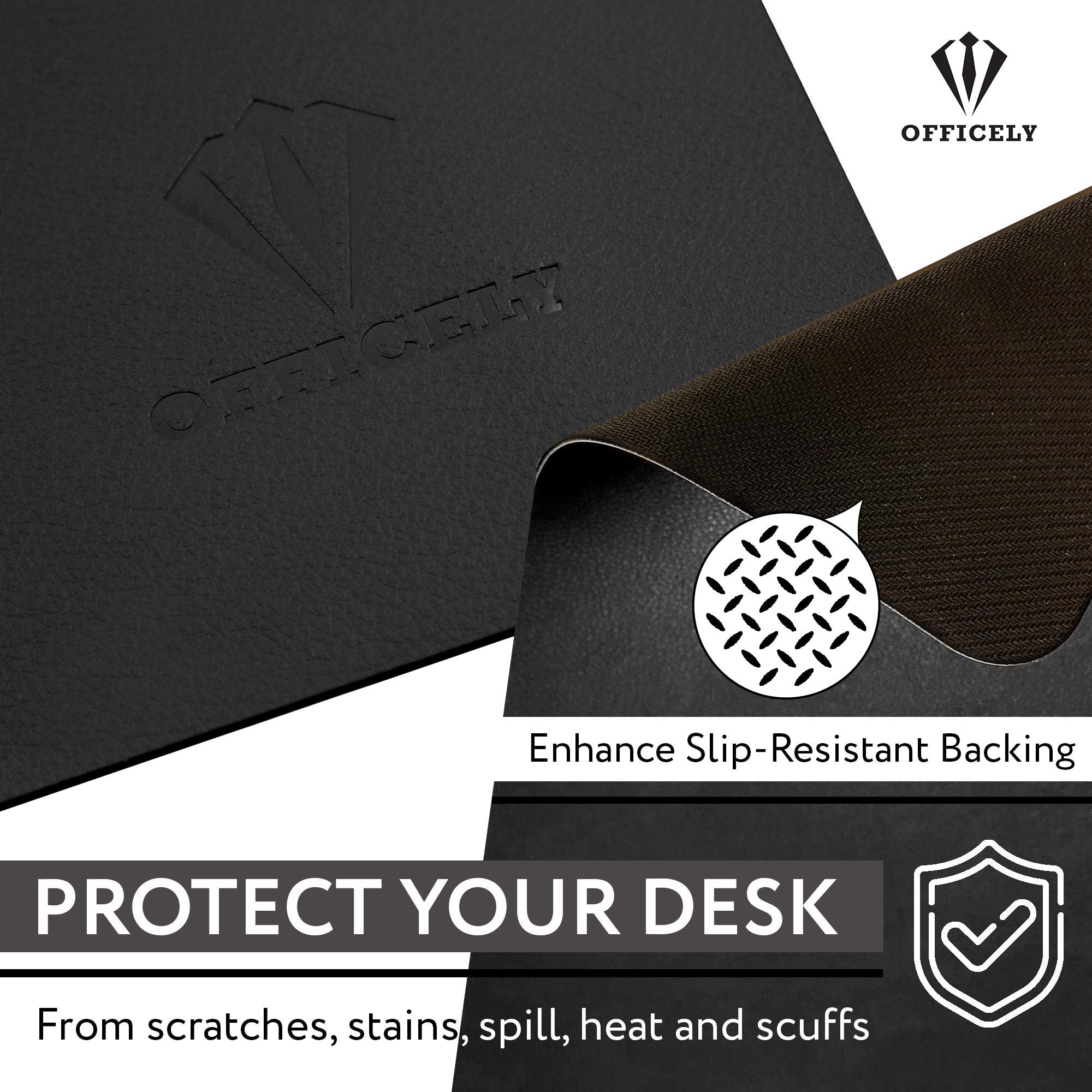 Large Leather Desk Mats for Keyboard and Mouse Pad, Anti-Skid Backing with Heat Resistant and Waterproof Surface, Responsive Desktop for Gaming, Writing, or Home Office Work (Black, 24X48)