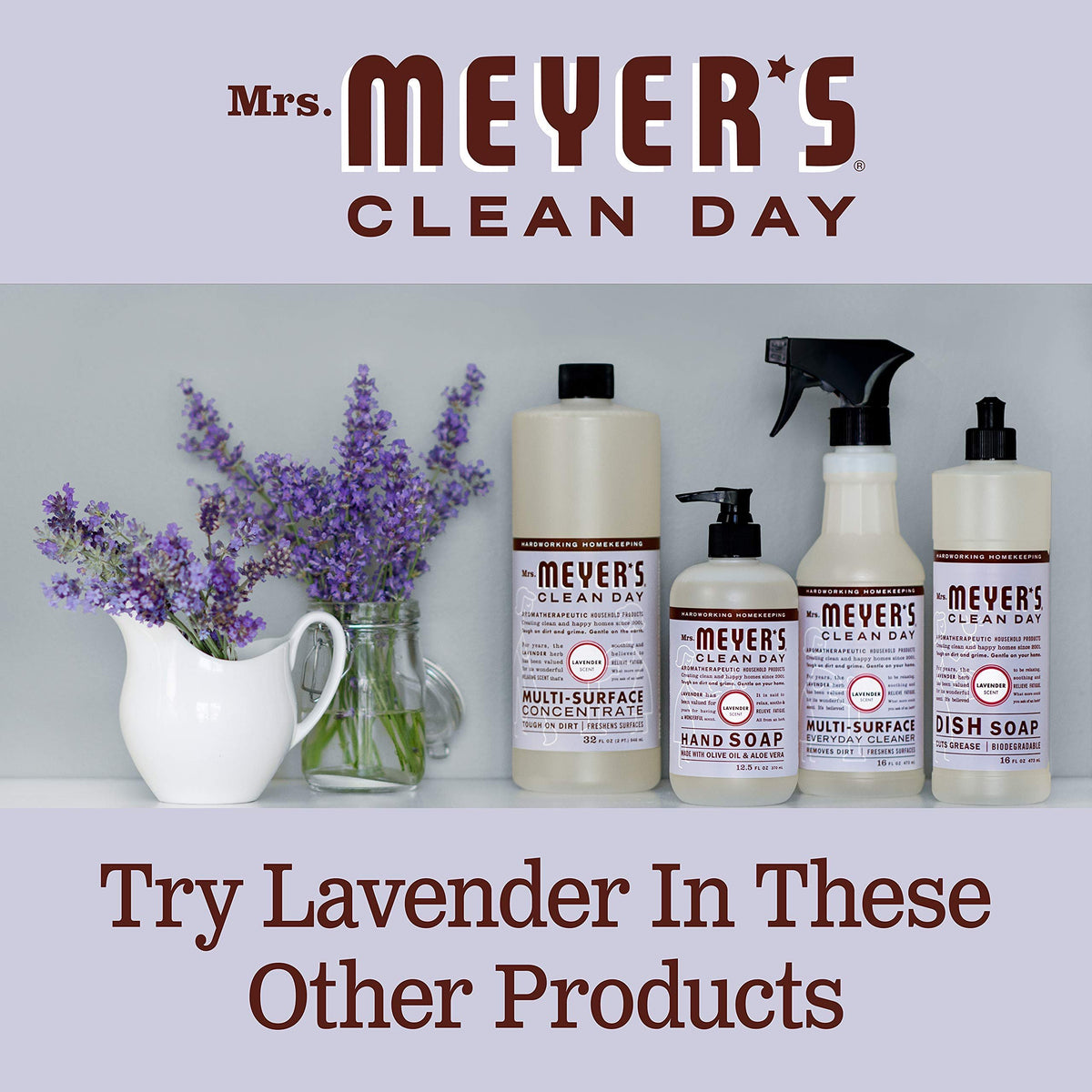 MRS. MEYER'S CLEAN DAY Liquid Hand Soap Variety Pack (Basil + Lavender)