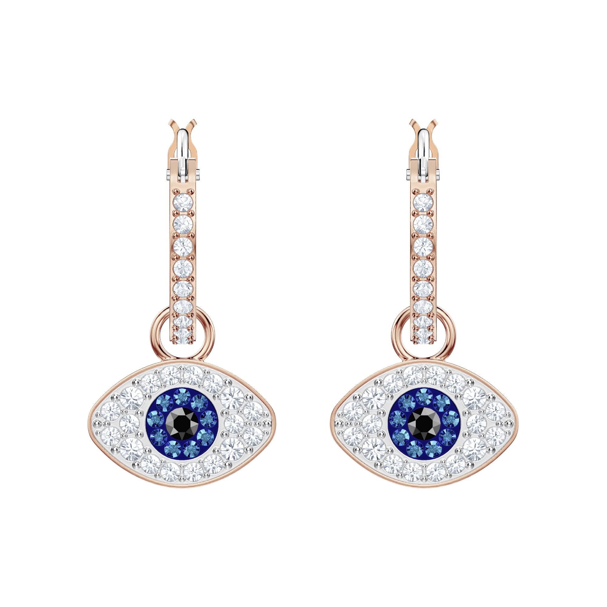 SWAROVSKI Unisex Symbolic Evil Eye Hoop Pierced Earrings, Rose-Gold Tone 5425857