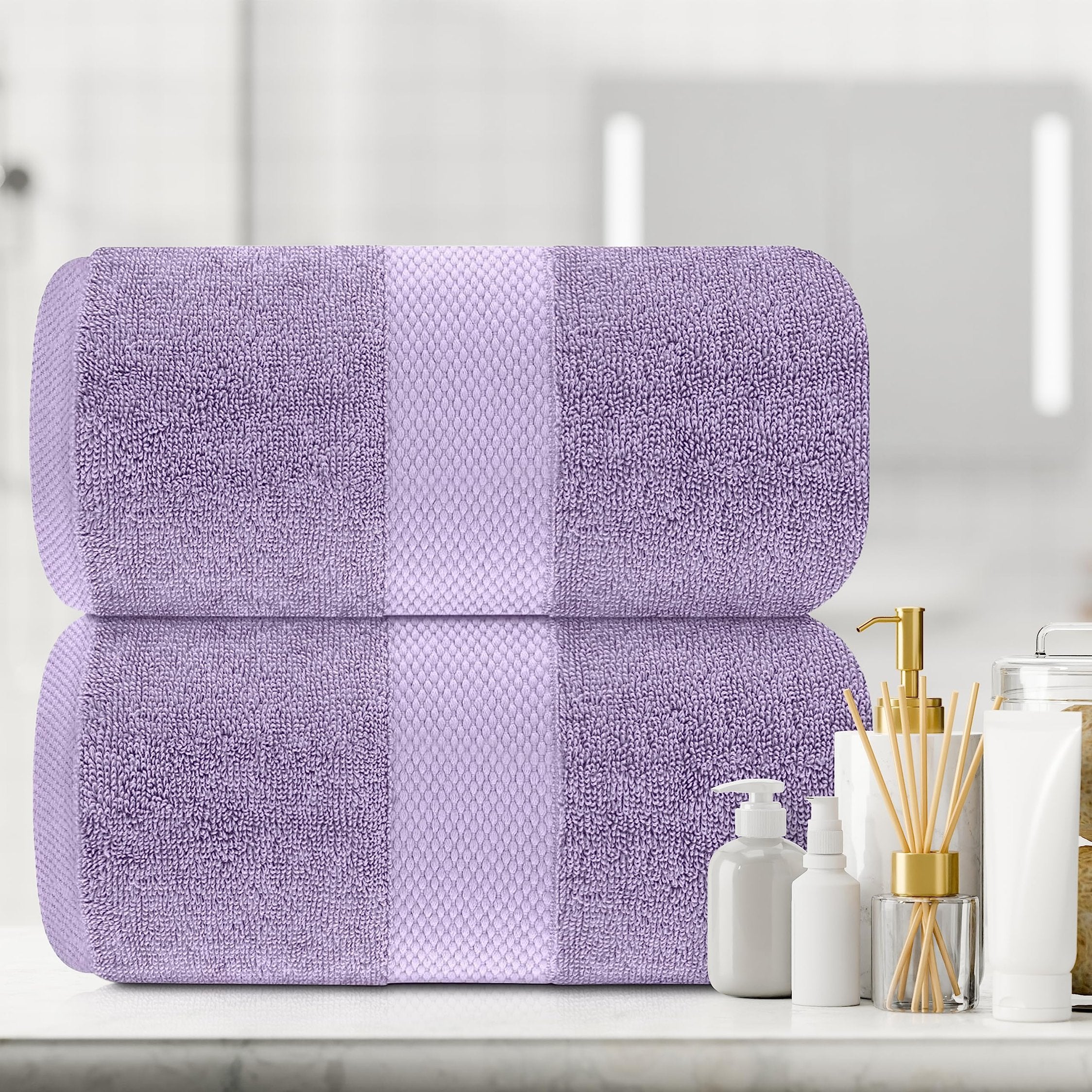 White Classic Luxury Soft Bath Sheet Towels - 650 GSM Cotton Luxury Bath Towels Extra Large 35x70 | Highly Absorbent and Quick Dry | Hotel Quality Extra Large Bath Towels Oversized, Lavender, 2 Pack