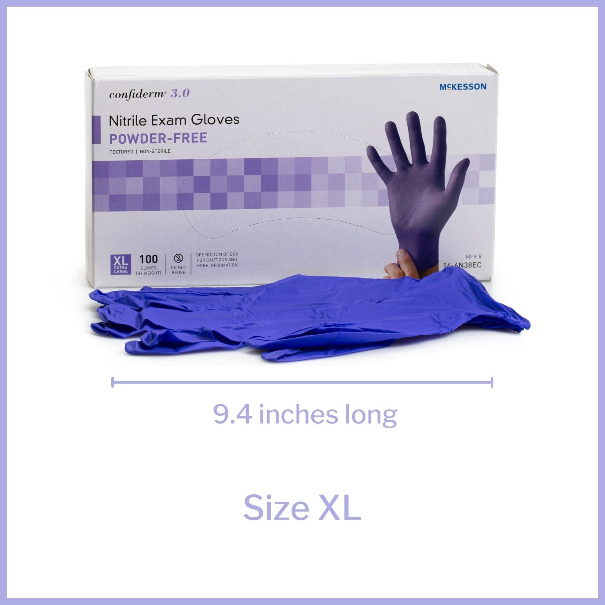 McKesson Confiderm 3.0 Nitrile Exam Gloves - Powder-Free, Latex-Free, Ambidextrous, Textured Fingertips, Non-Sterile - Dark Blue, Size XL, 100 Count, 10 Boxes, 1000 Total