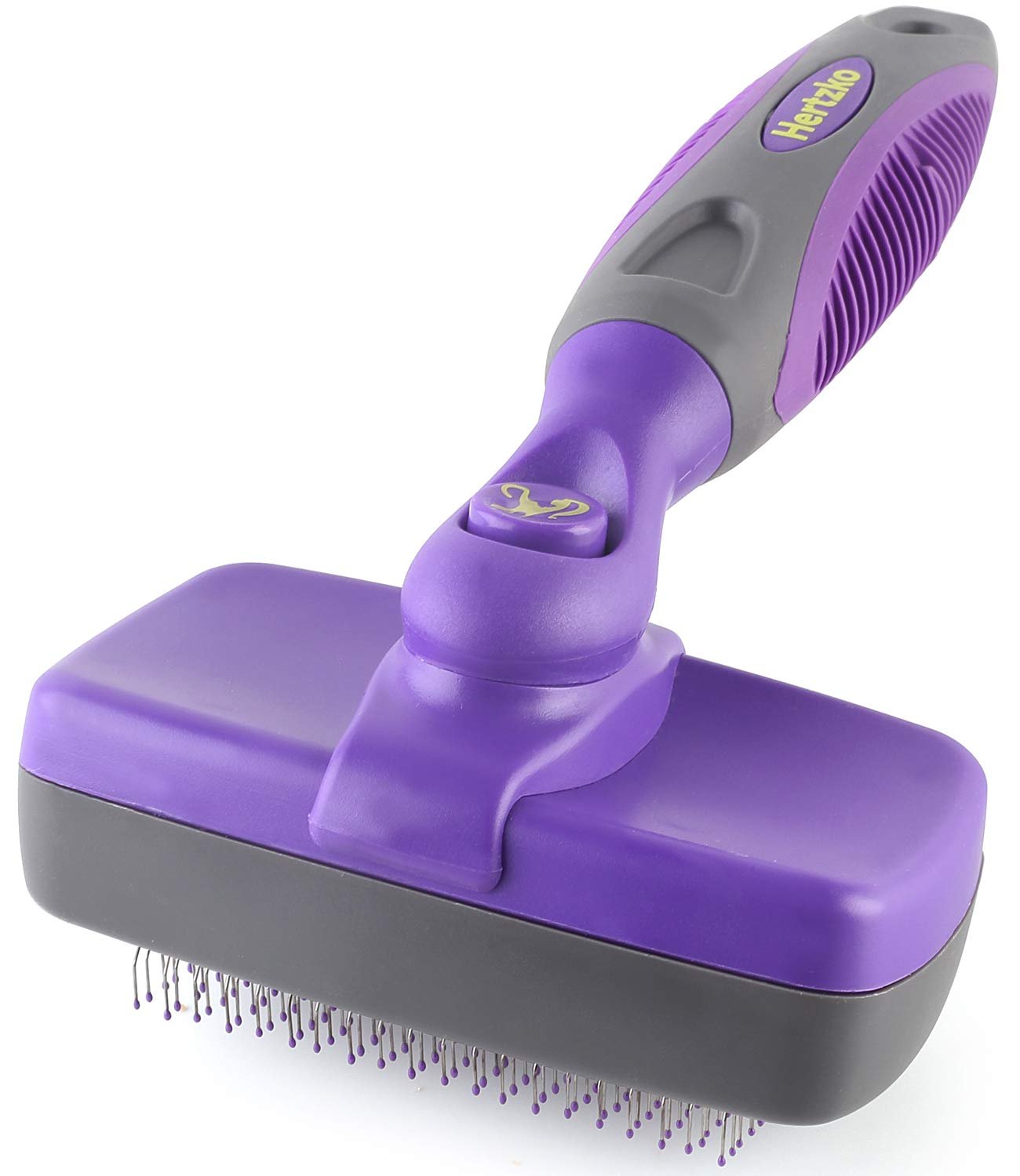 Hertzko Dog & Cat Brush, Dog Brush for Shedding, Cat & Dog Grooming, Self Cleaning Slicker Brush for Pets, Grooming Brushes for Long Short Haired Dogs Cats, Deshedding Brush, Rake, Comb