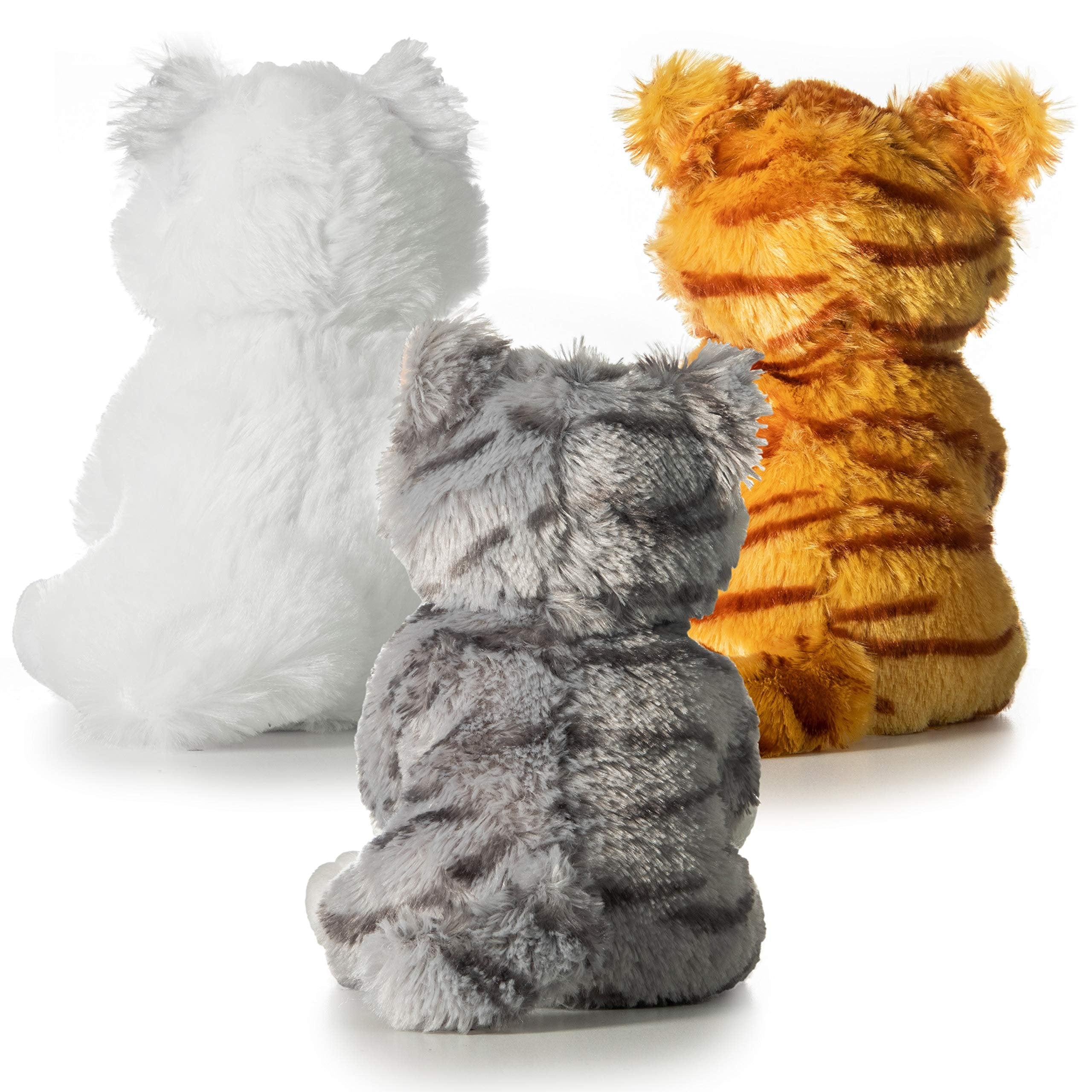 PREXTEX Cat Stuffed Animals for Girls & Boys (Three 10-Inch Stuffed Cat Plush) Realistic Kitten Plushie Toy for Kids