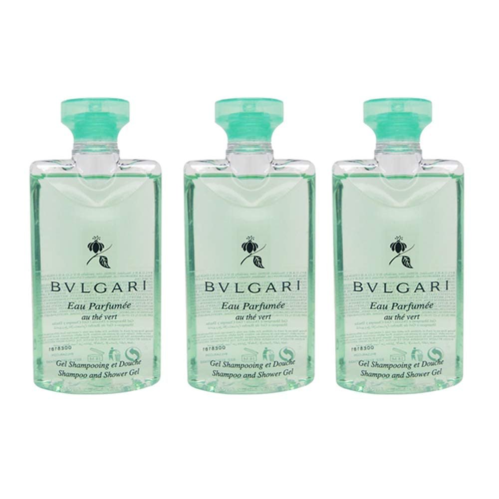 Bvlgari Au The Vert (Green Tea) Shampoo and Shower Gel Set of 3, 2.5 Fluid Ounce Bottles