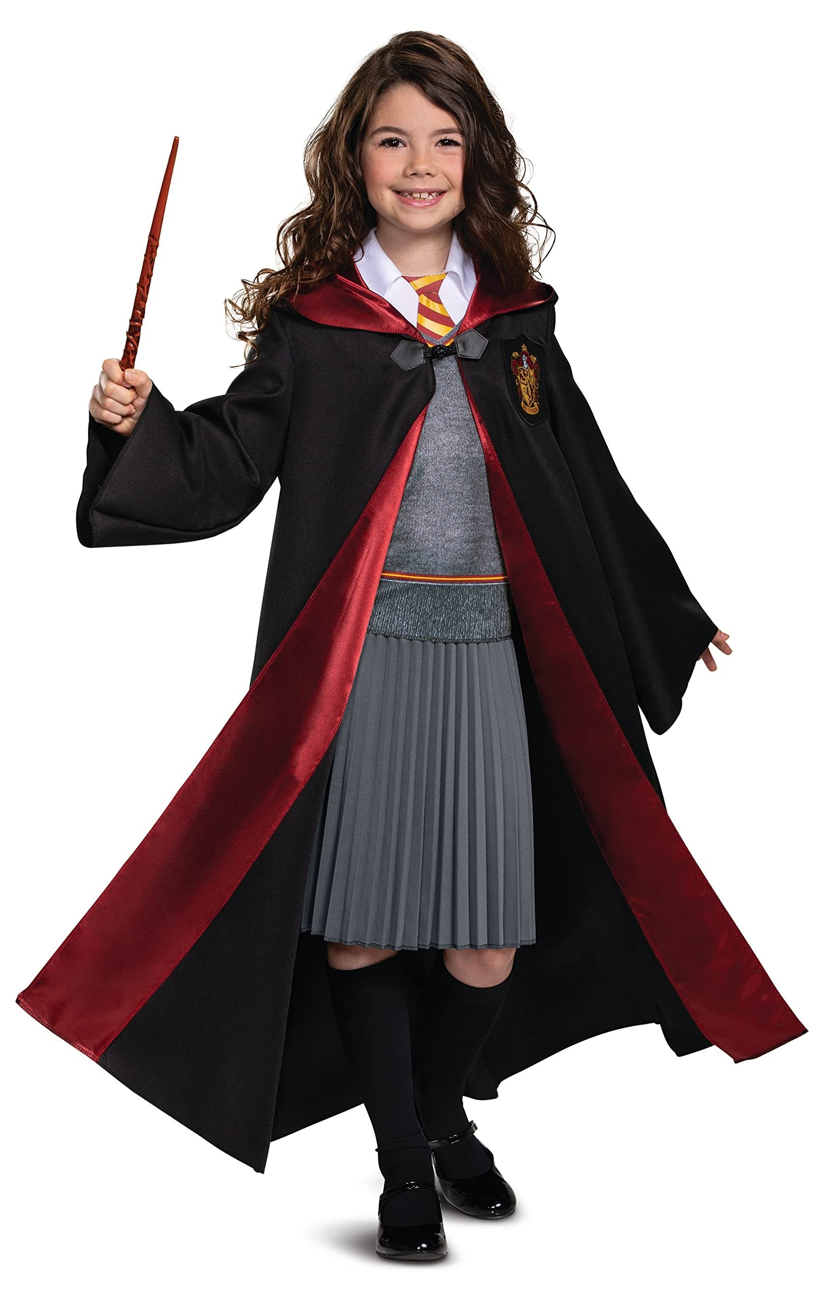 Harry Potter Hermione Granger Deluxe Girls Costume, Black & Red, Kids Size Medium (7-8)