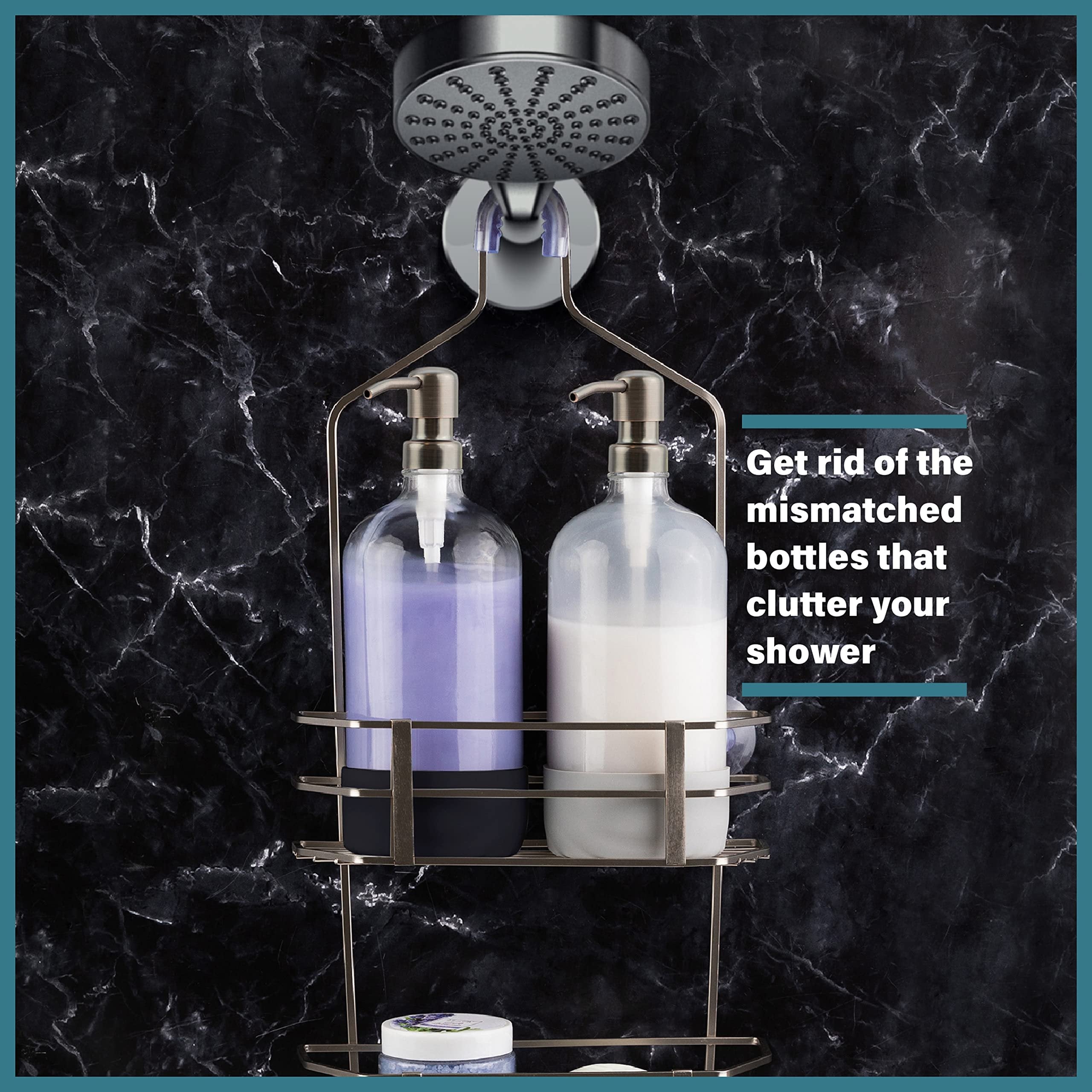 32 oz Glass Pump Bottle Rustproof Stainless Steel Pump, Funnel, and Lids. Modern Farmhouse Vintage Jar, Large Glass Shampoo Bottles with Pump and Laundry Soap Dispenser - Copper