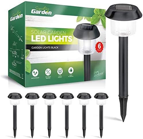 Signature Garden Solar Garden Lights - Auto On/Off Outdoor Bright Solar Pathway Lights - All-Weather/Waterproof Outdoor Solar Lights for Yard, Garden, or Driveway (8-Pack, Stainless Steel Bronze)