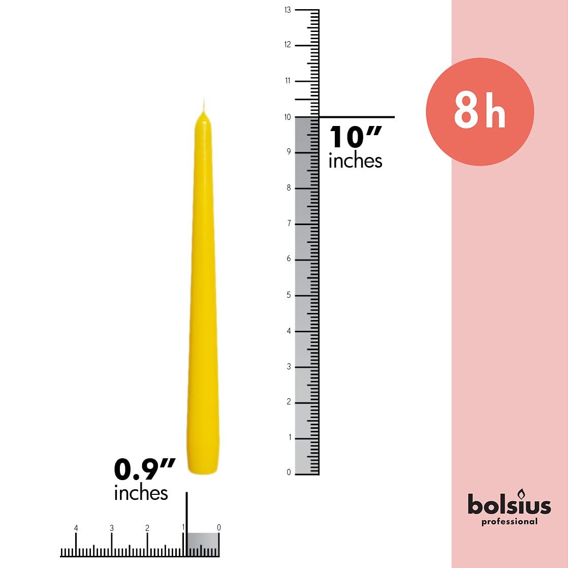 BOLSIUS Yellow Taper Candles - 12 Pack Individually Wrapped Unscented 10 Inch Dinner Candle Set - 8 Burn Hours - Premium European Quality - Smokeless & Dripless Household Wedding & Party Candlesticks