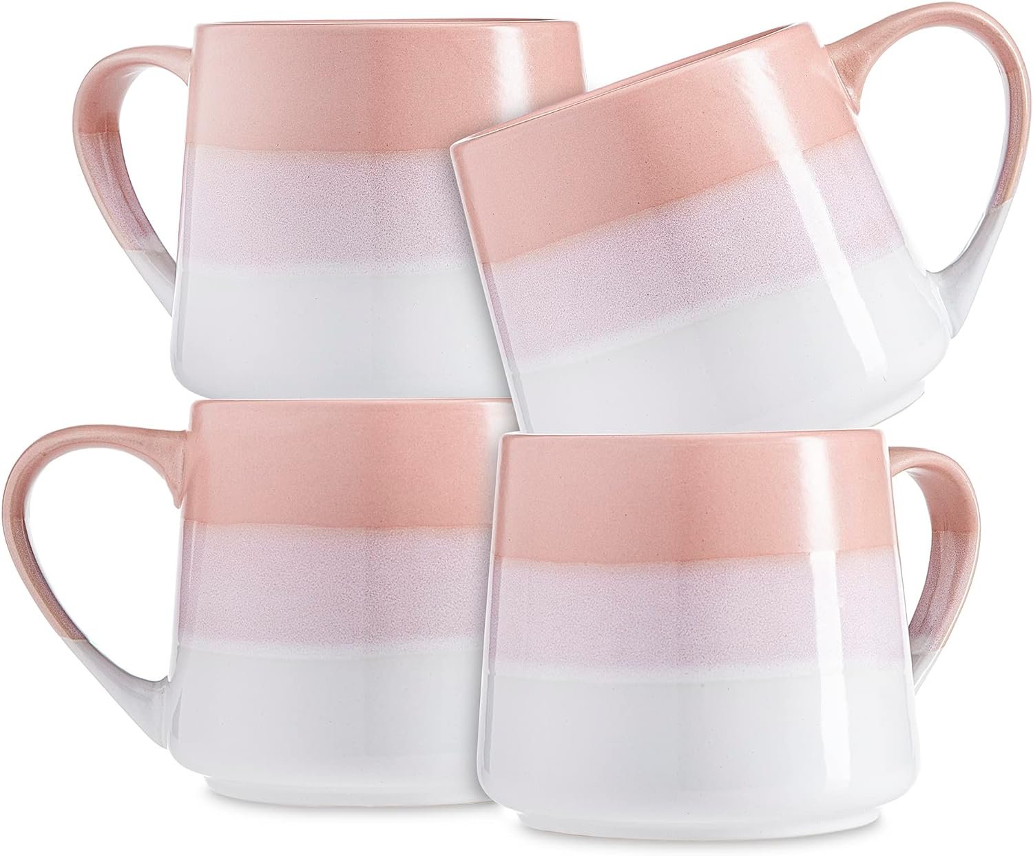 Heartland Hive Set of 4 Stoneware Coffee Mugs- Ombre Printed Bright & Colorful Coffee Cups, Mugs for Tea, Latte, and Hot Chocolate, 20 oz (Tan)